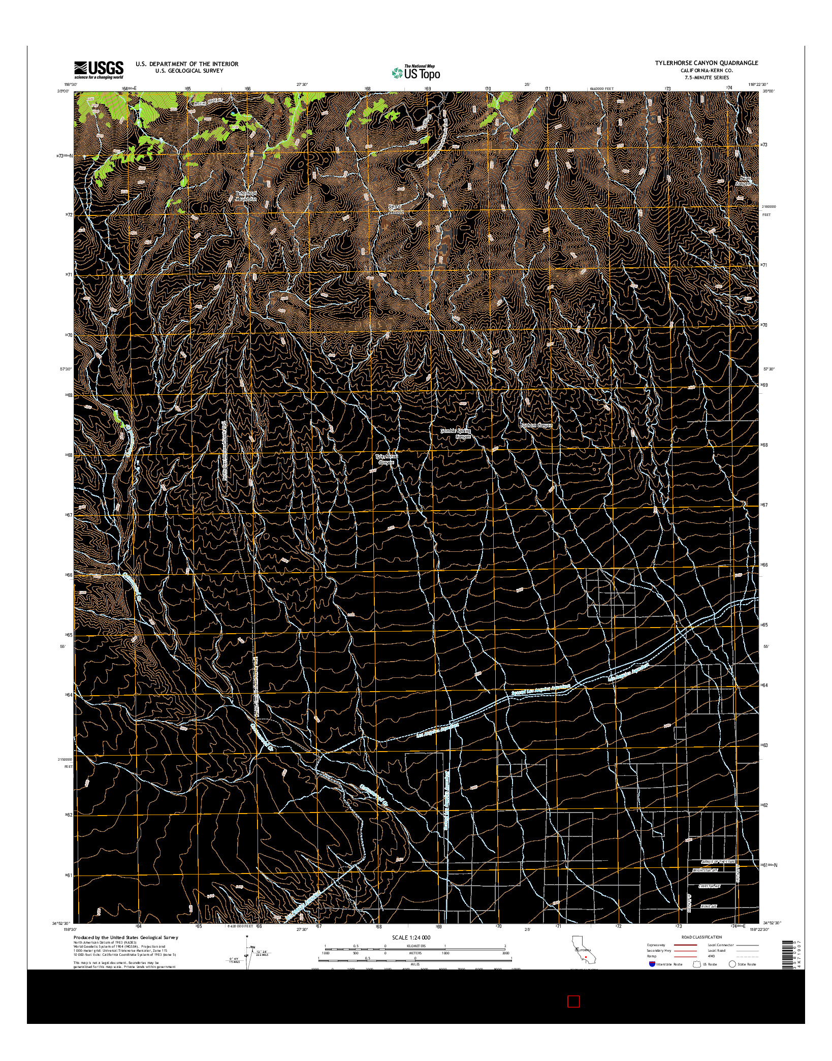 USGS US TOPO 7.5-MINUTE MAP FOR TYLERHORSE CANYON, CA 2015