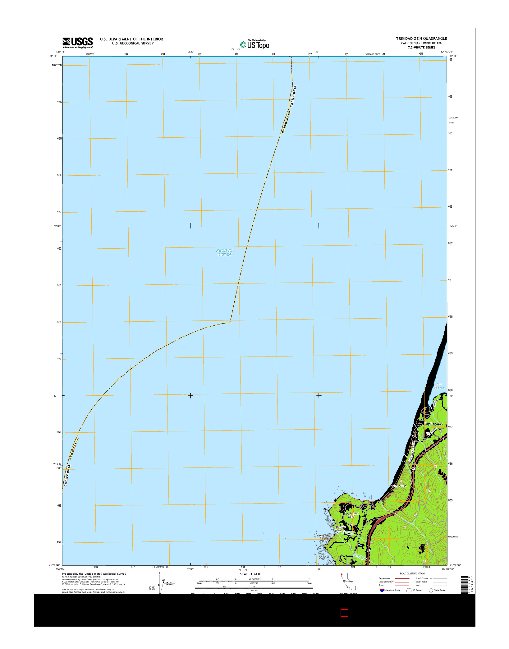 USGS US TOPO 7.5-MINUTE MAP FOR TRINIDAD OE N, CA 2015