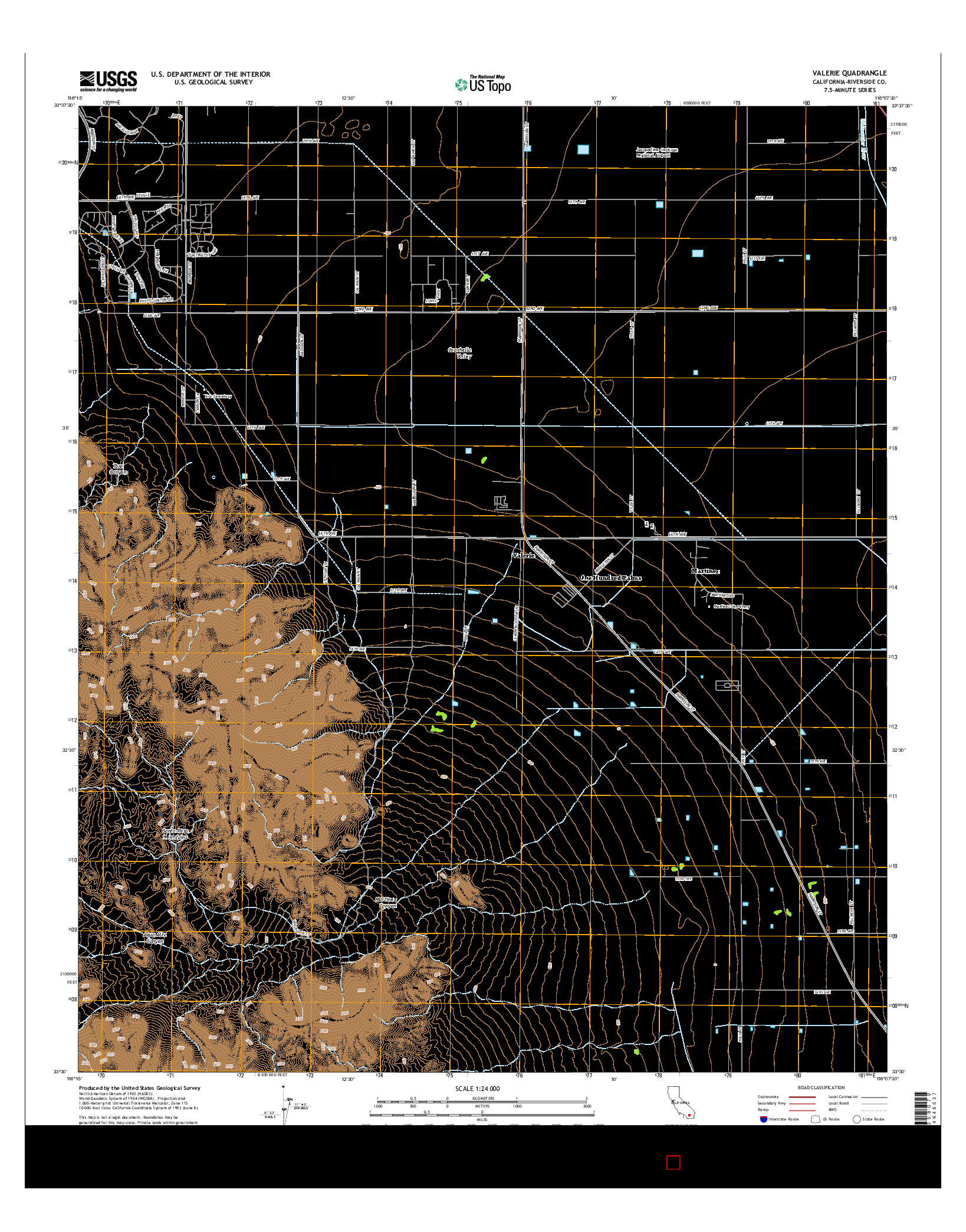 USGS US TOPO 7.5-MINUTE MAP FOR VALERIE, CA 2015