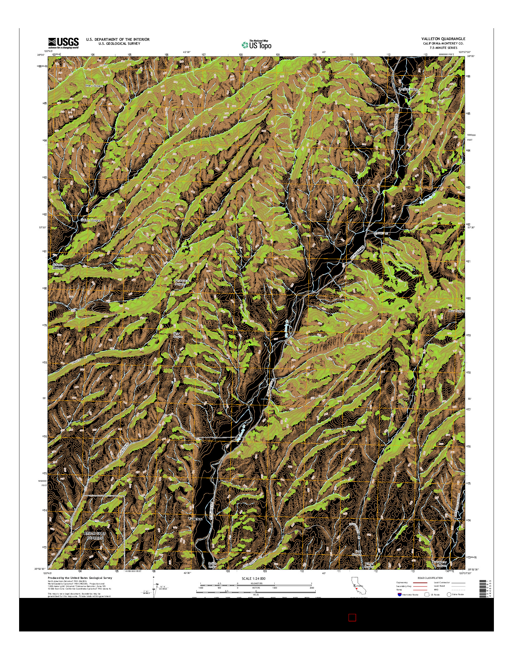 USGS US TOPO 7.5-MINUTE MAP FOR VALLETON, CA 2015