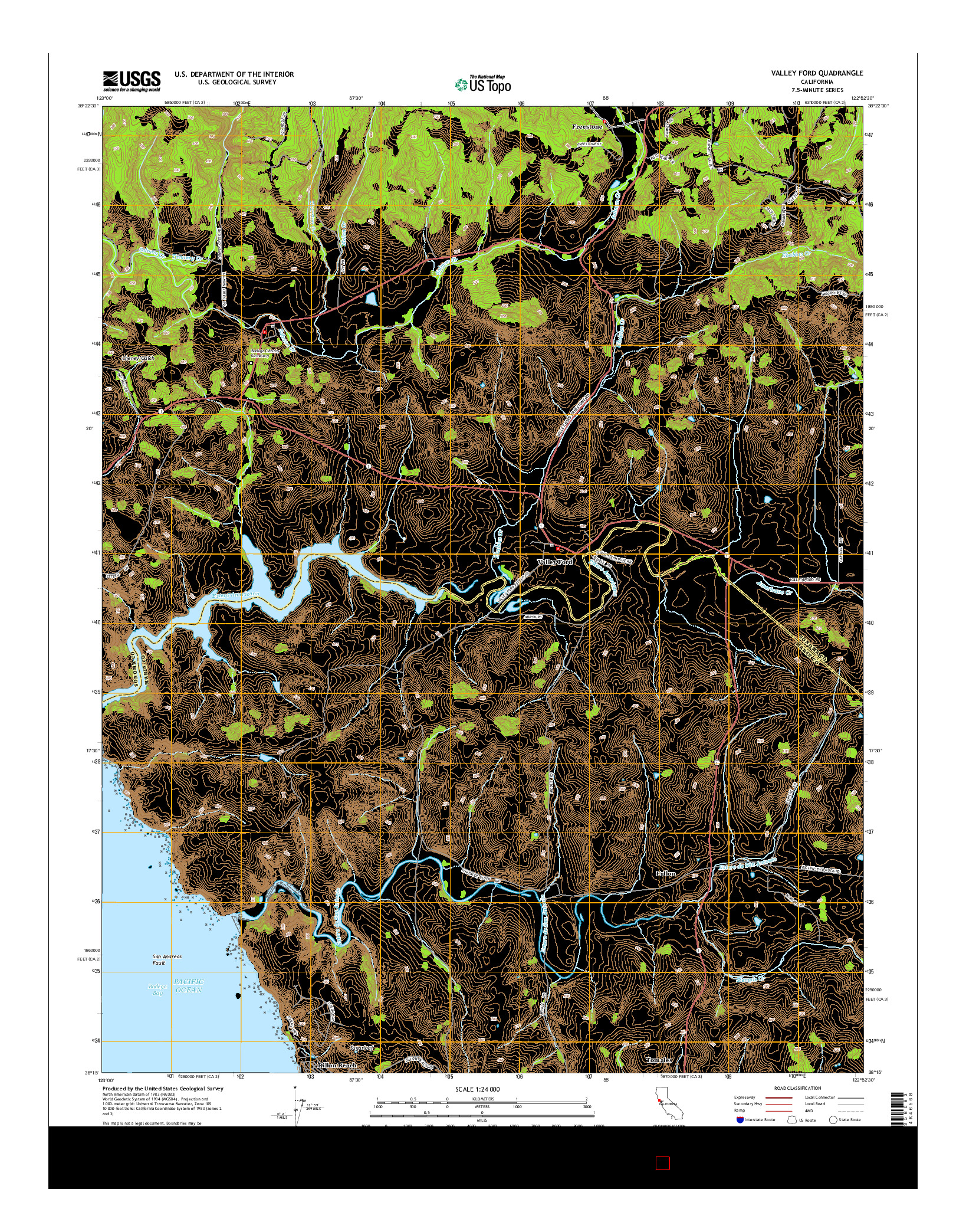 USGS US TOPO 7.5-MINUTE MAP FOR VALLEY FORD, CA 2015