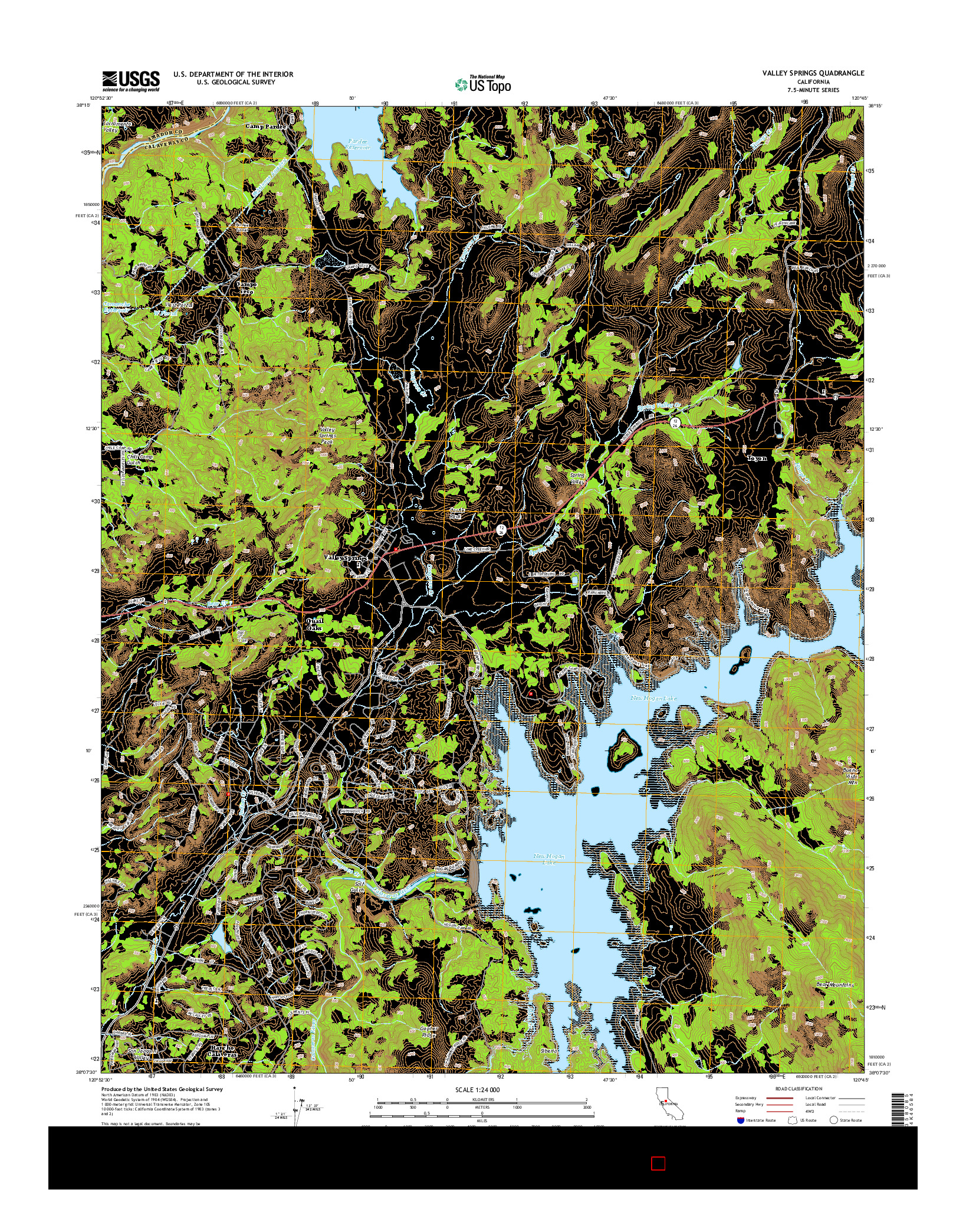 USGS US TOPO 7.5-MINUTE MAP FOR VALLEY SPRINGS, CA 2015