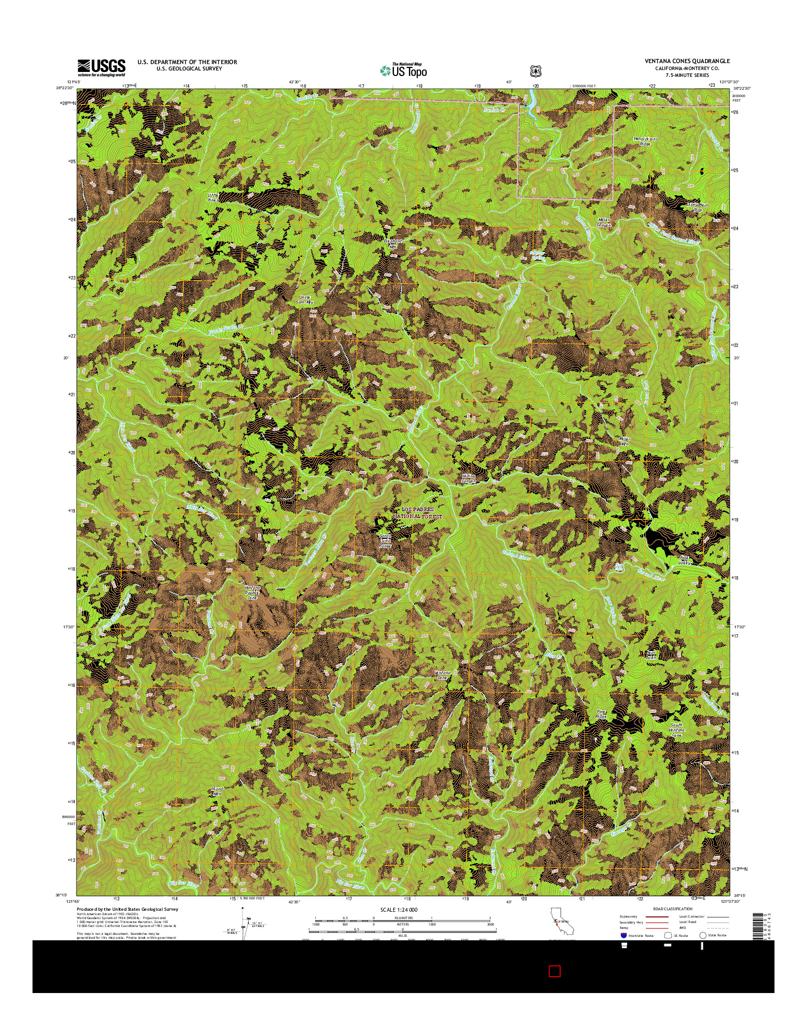 USGS US TOPO 7.5-MINUTE MAP FOR VENTANA CONES, CA 2015