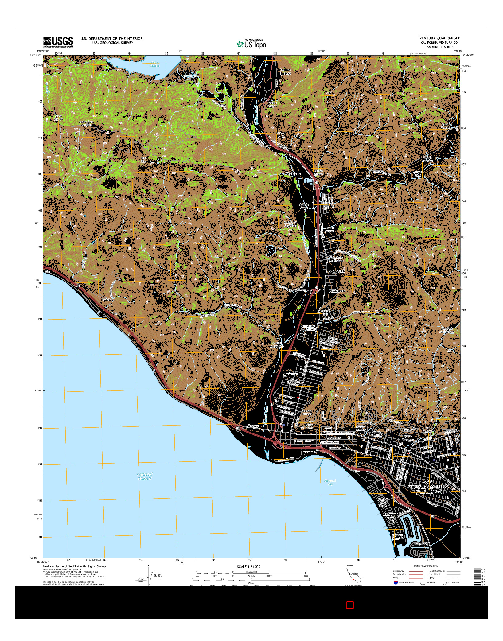 USGS US TOPO 7.5-MINUTE MAP FOR VENTURA, CA 2015