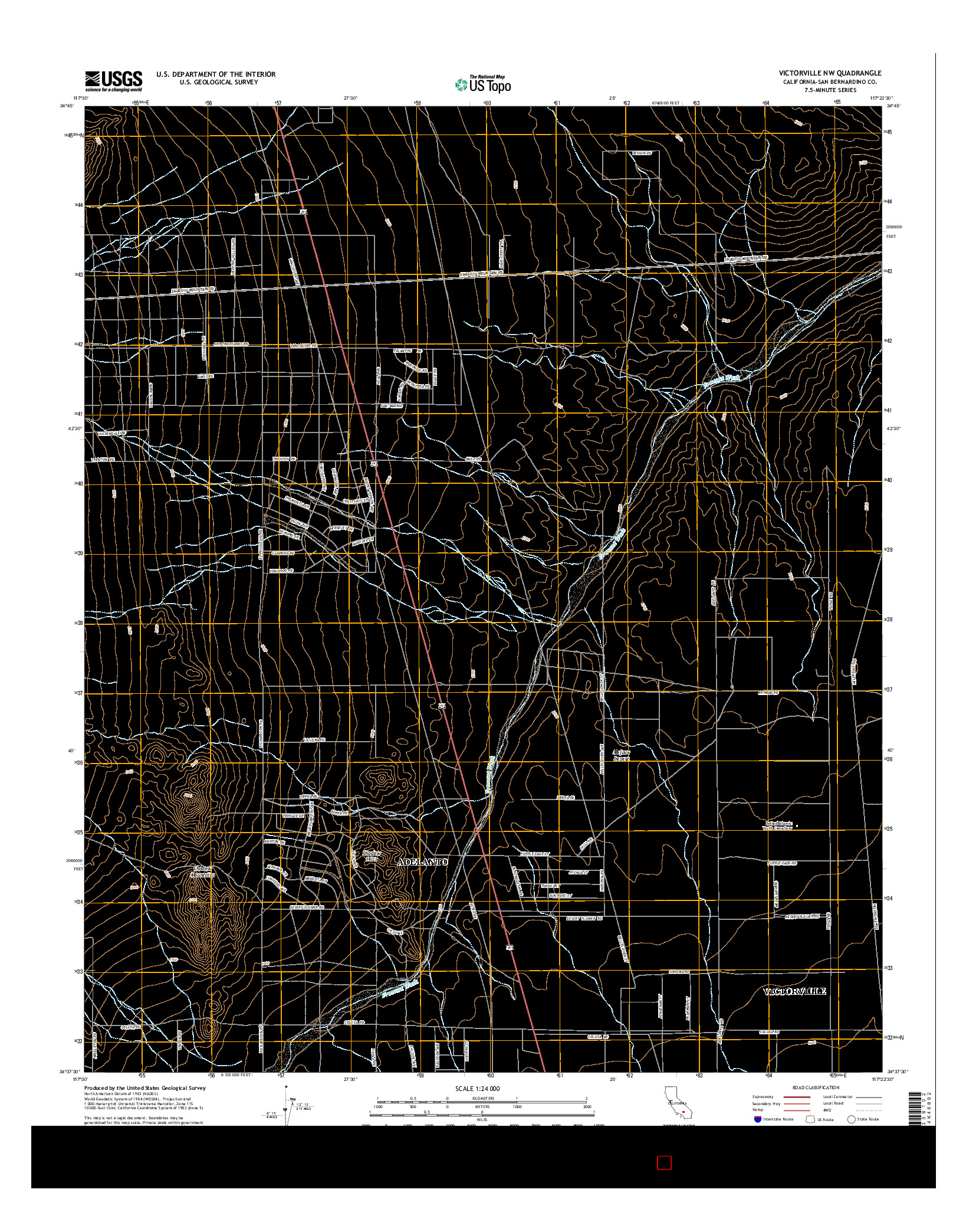 USGS US TOPO 7.5-MINUTE MAP FOR VICTORVILLE NW, CA 2015