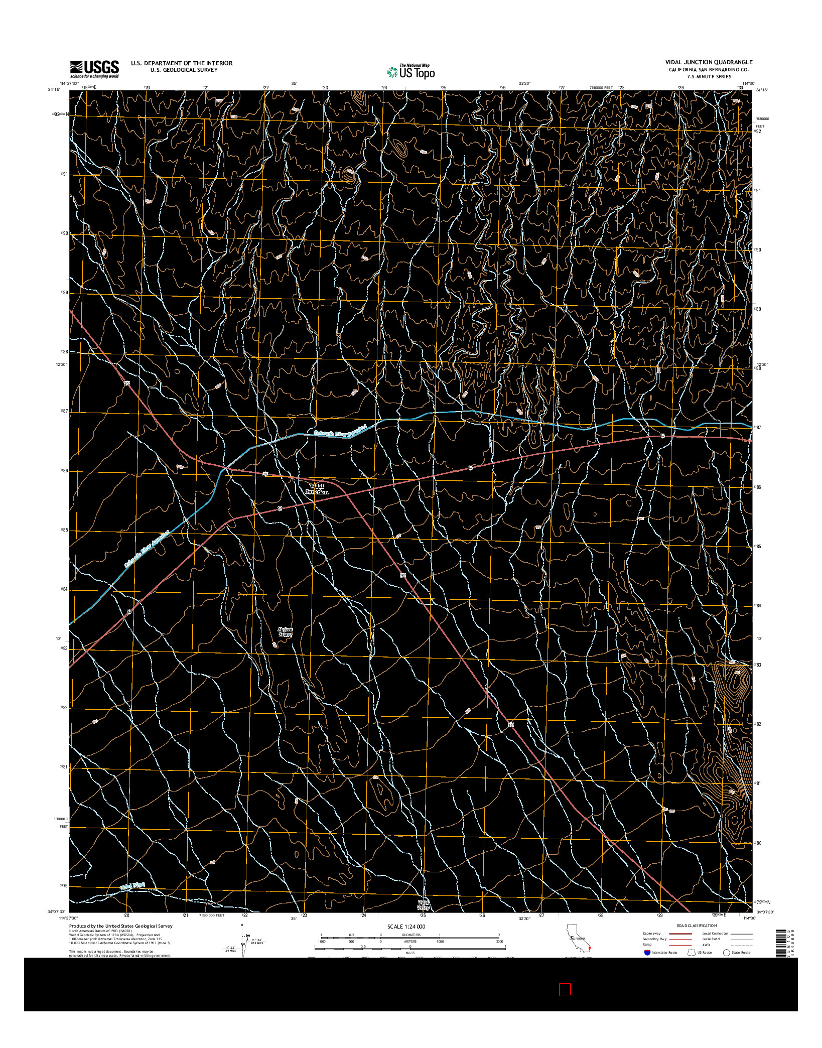 USGS US TOPO 7.5-MINUTE MAP FOR VIDAL JUNCTION, CA 2015