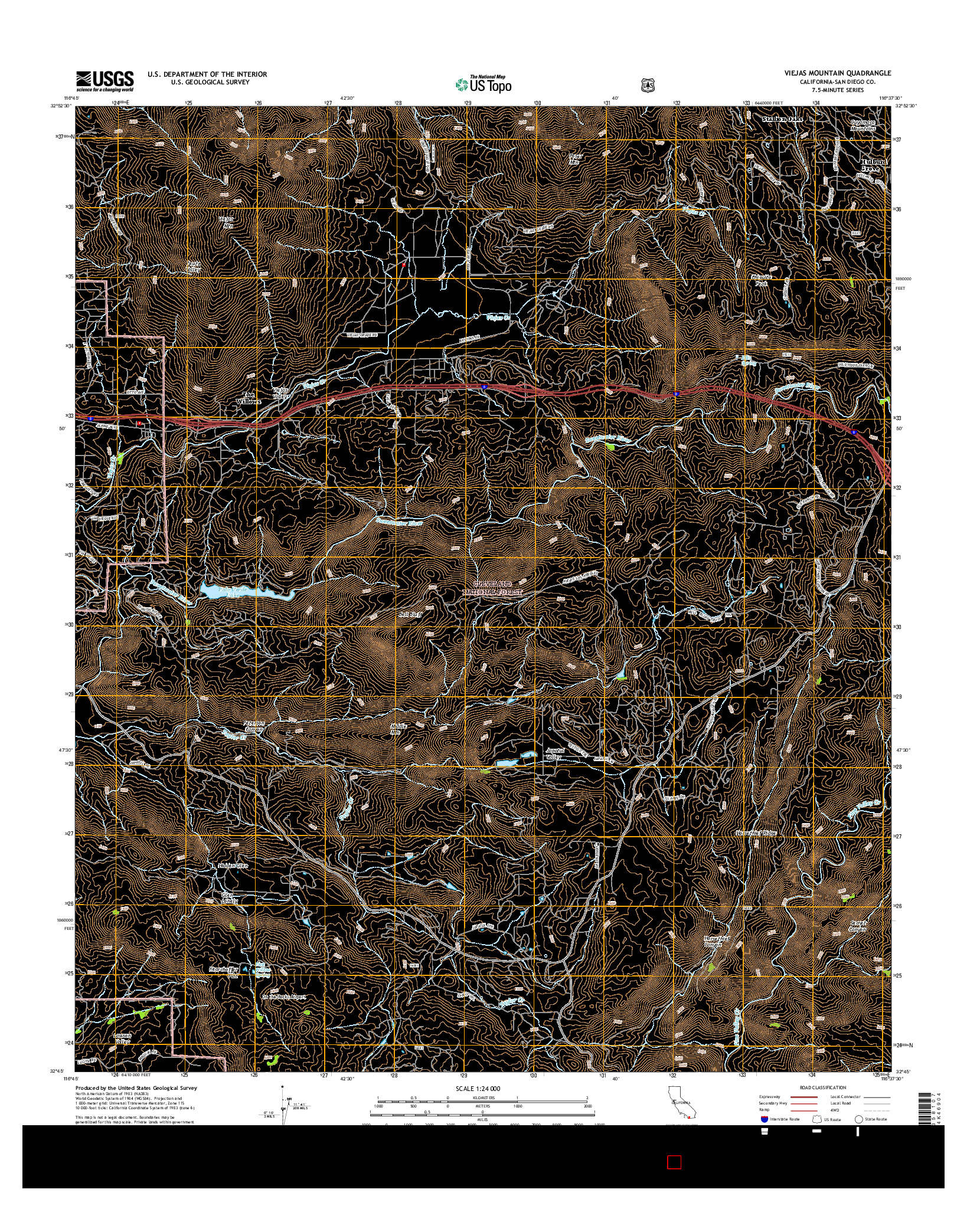 USGS US TOPO 7.5-MINUTE MAP FOR VIEJAS MOUNTAIN, CA 2015