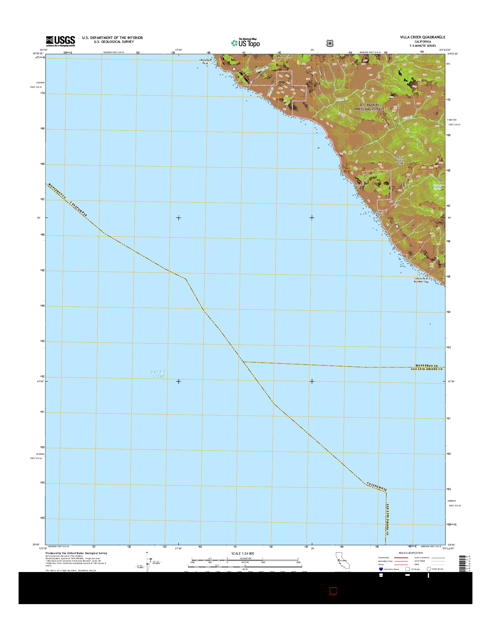 USGS US TOPO 7.5-MINUTE MAP FOR VILLA CREEK, CA 2015
