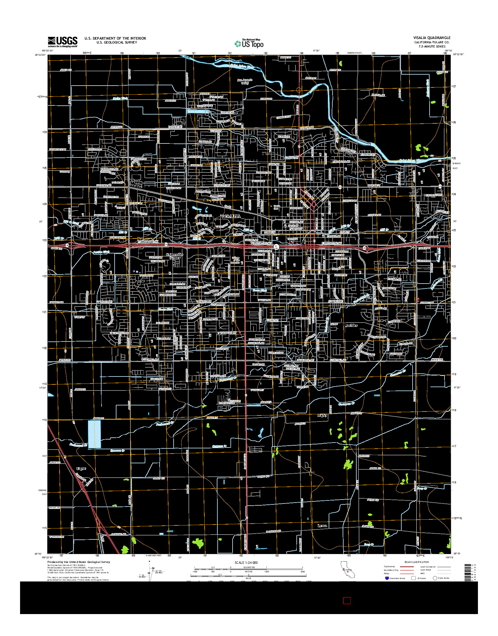 USGS US TOPO 7.5-MINUTE MAP FOR VISALIA, CA 2015