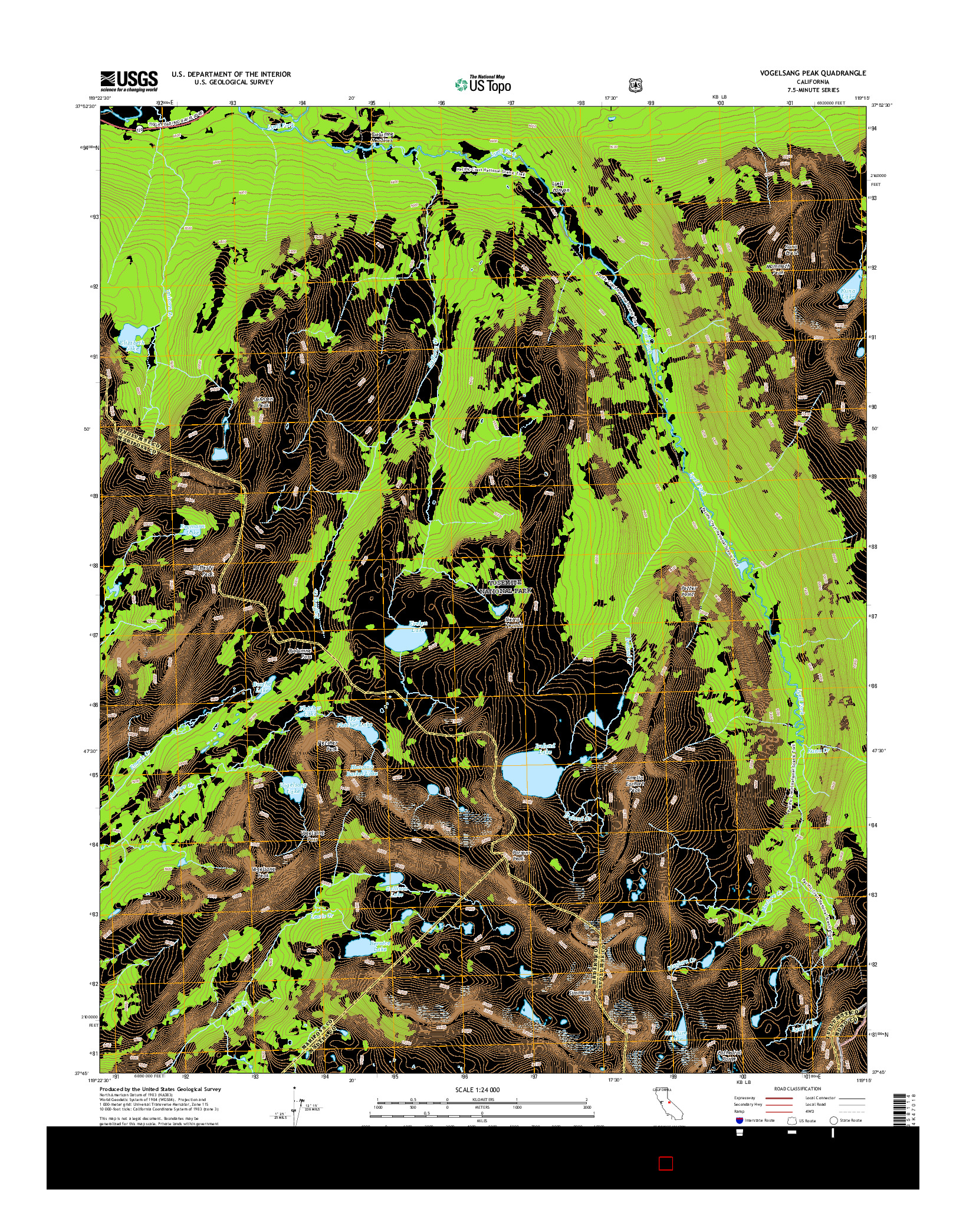 USGS US TOPO 7.5-MINUTE MAP FOR VOGELSANG PEAK, CA 2015