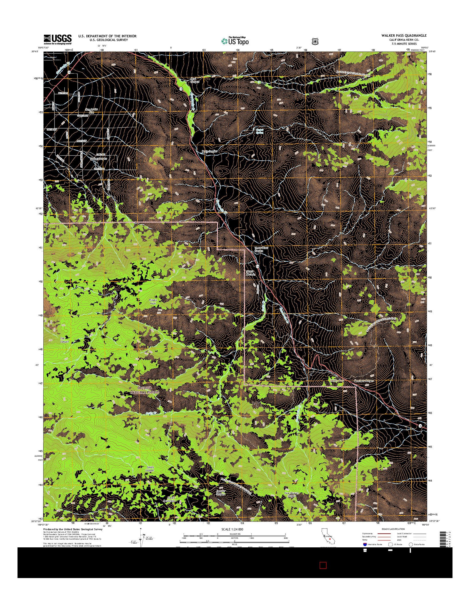 USGS US TOPO 7.5-MINUTE MAP FOR WALKER PASS, CA 2015