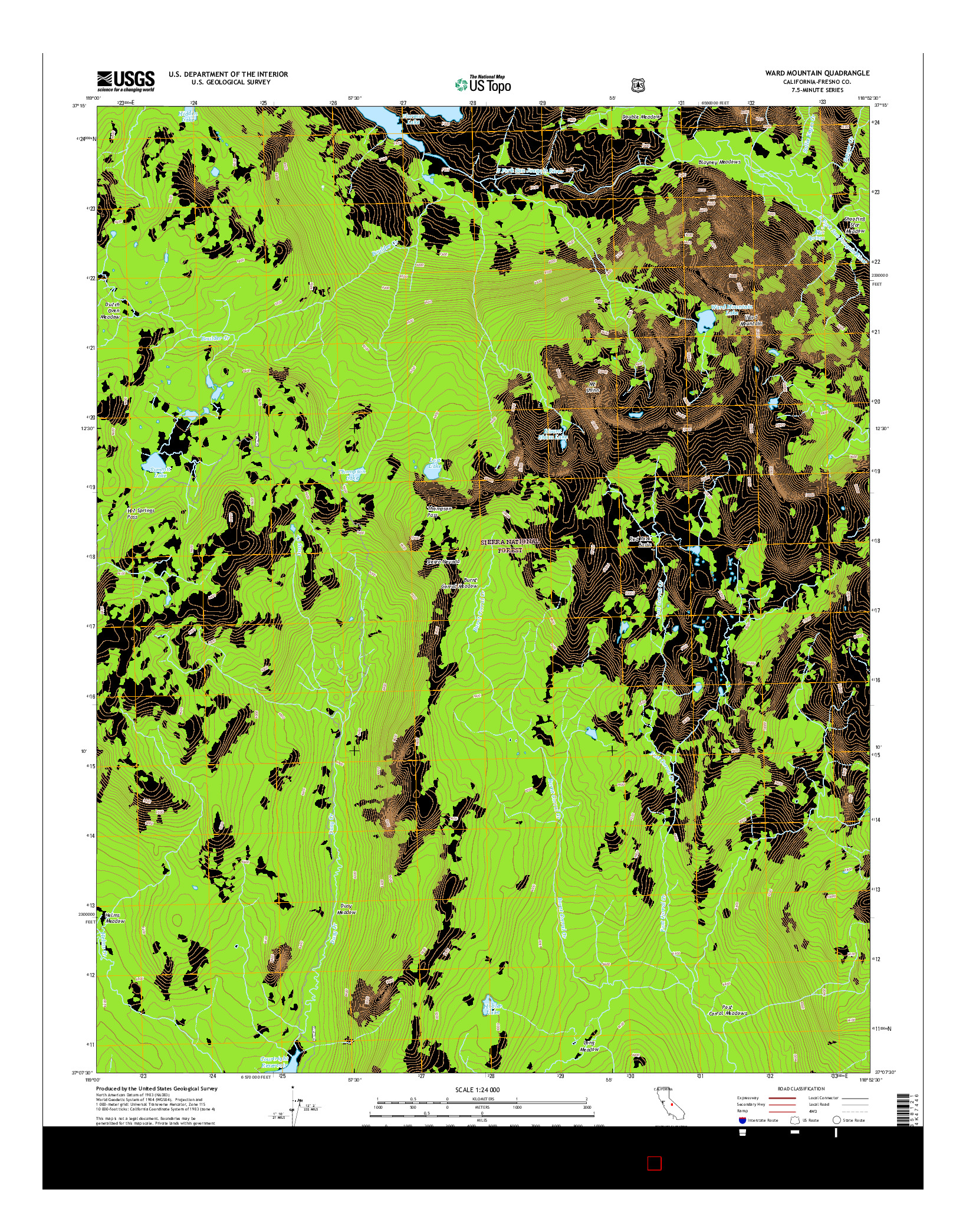 USGS US TOPO 7.5-MINUTE MAP FOR WARD MOUNTAIN, CA 2015