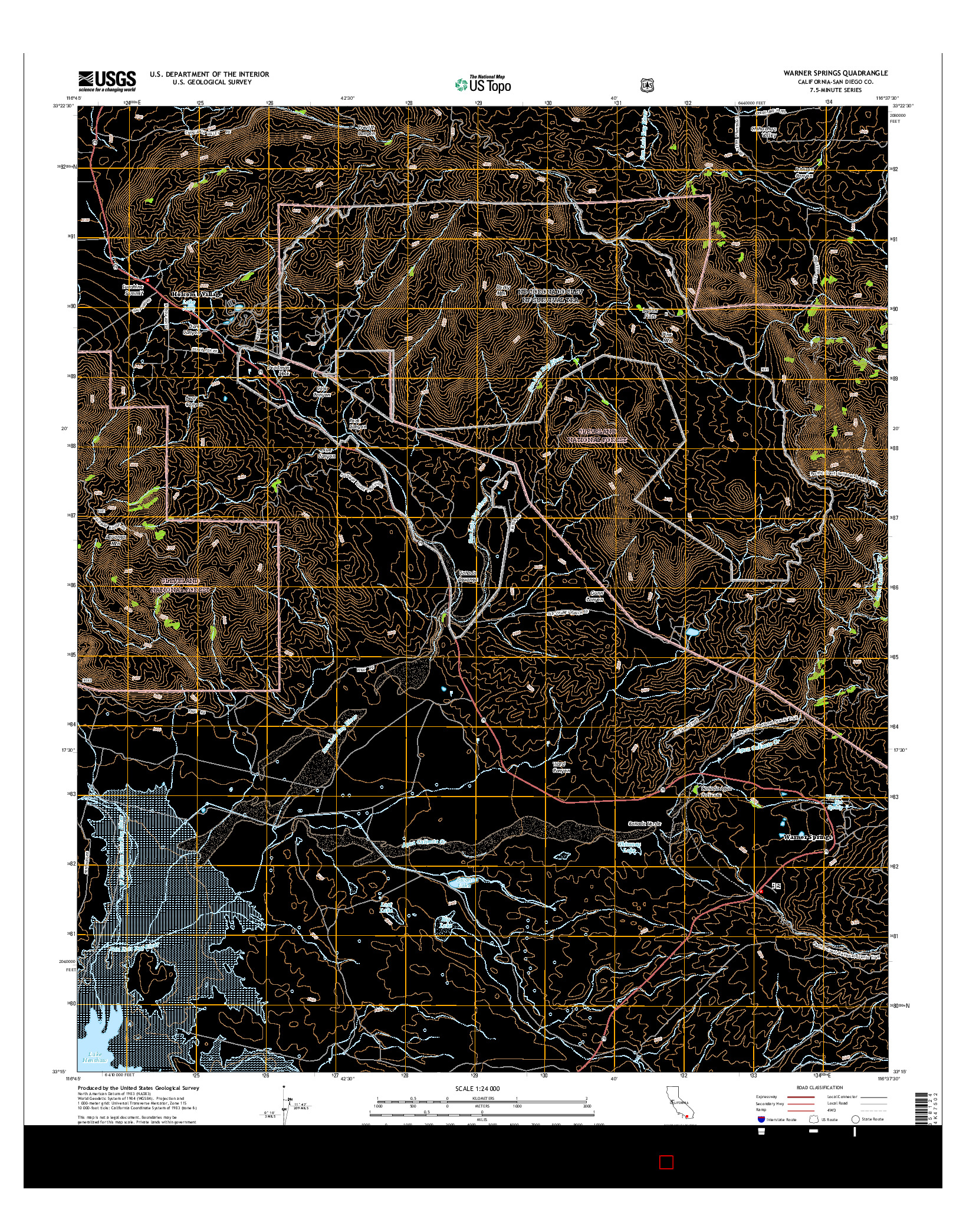 USGS US TOPO 7.5-MINUTE MAP FOR WARNER SPRINGS, CA 2015