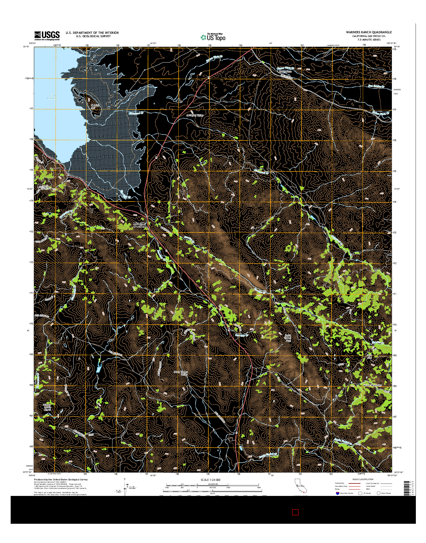 USGS US TOPO 7.5-MINUTE MAP FOR WARNERS RANCH, CA 2015