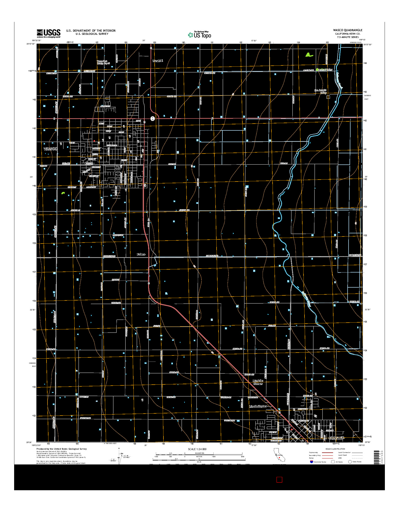 USGS US TOPO 7.5-MINUTE MAP FOR WASCO, CA 2015