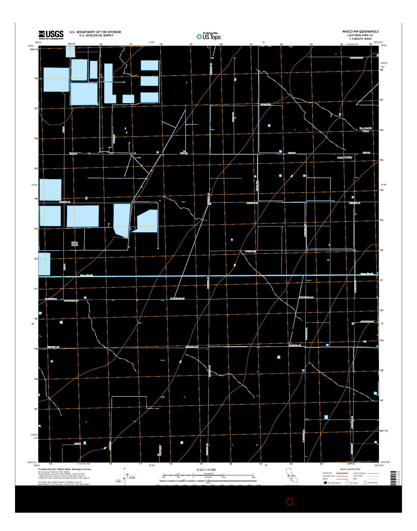 USGS US TOPO 7.5-MINUTE MAP FOR WASCO NW, CA 2015