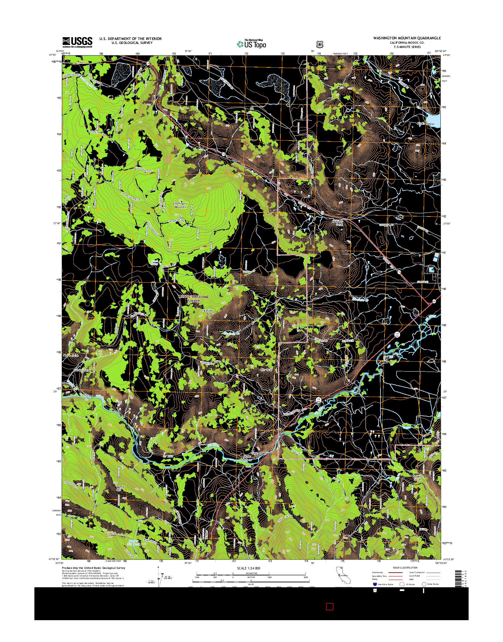 USGS US TOPO 7.5-MINUTE MAP FOR WASHINGTON MOUNTAIN, CA 2015