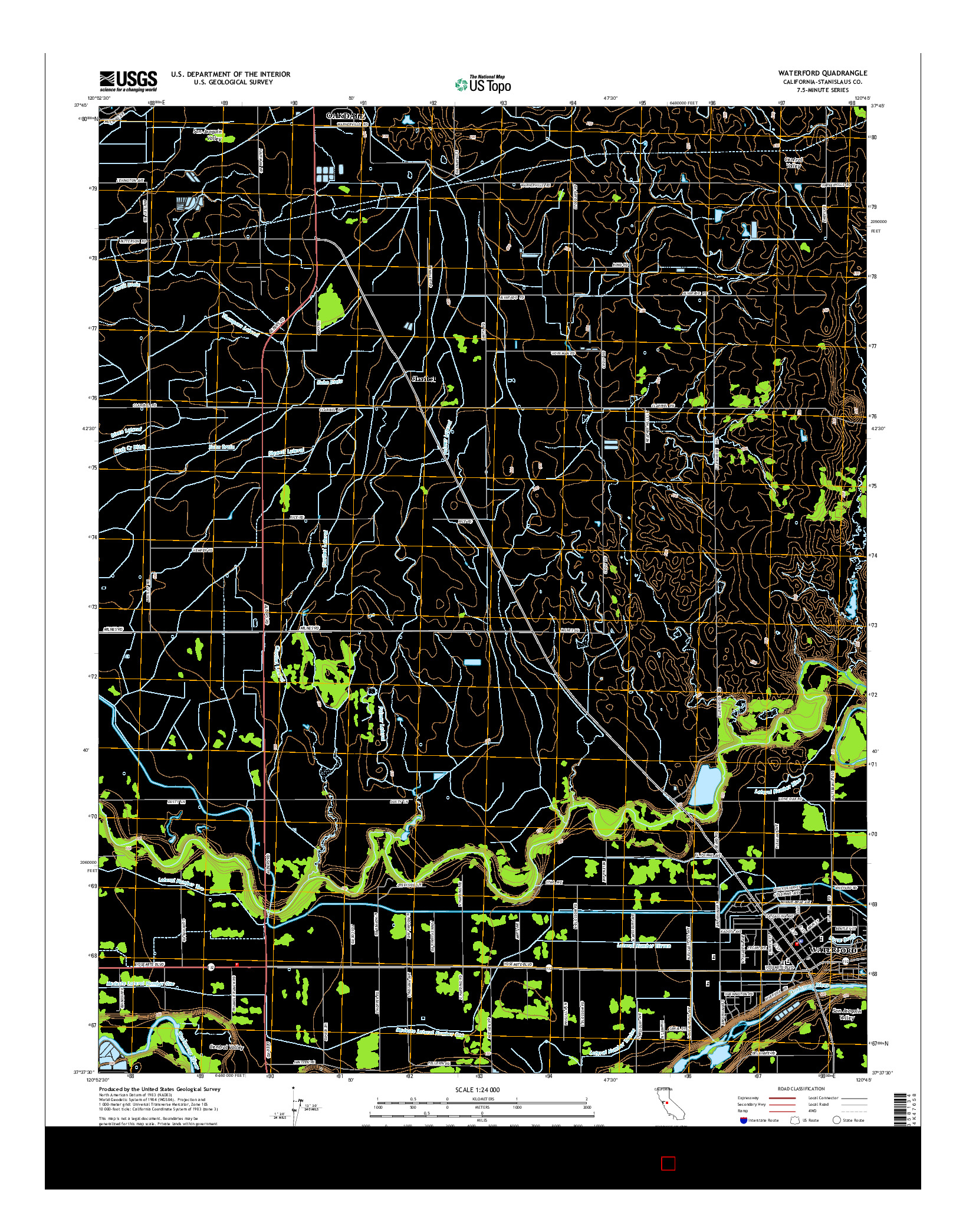 USGS US TOPO 7.5-MINUTE MAP FOR WATERFORD, CA 2015