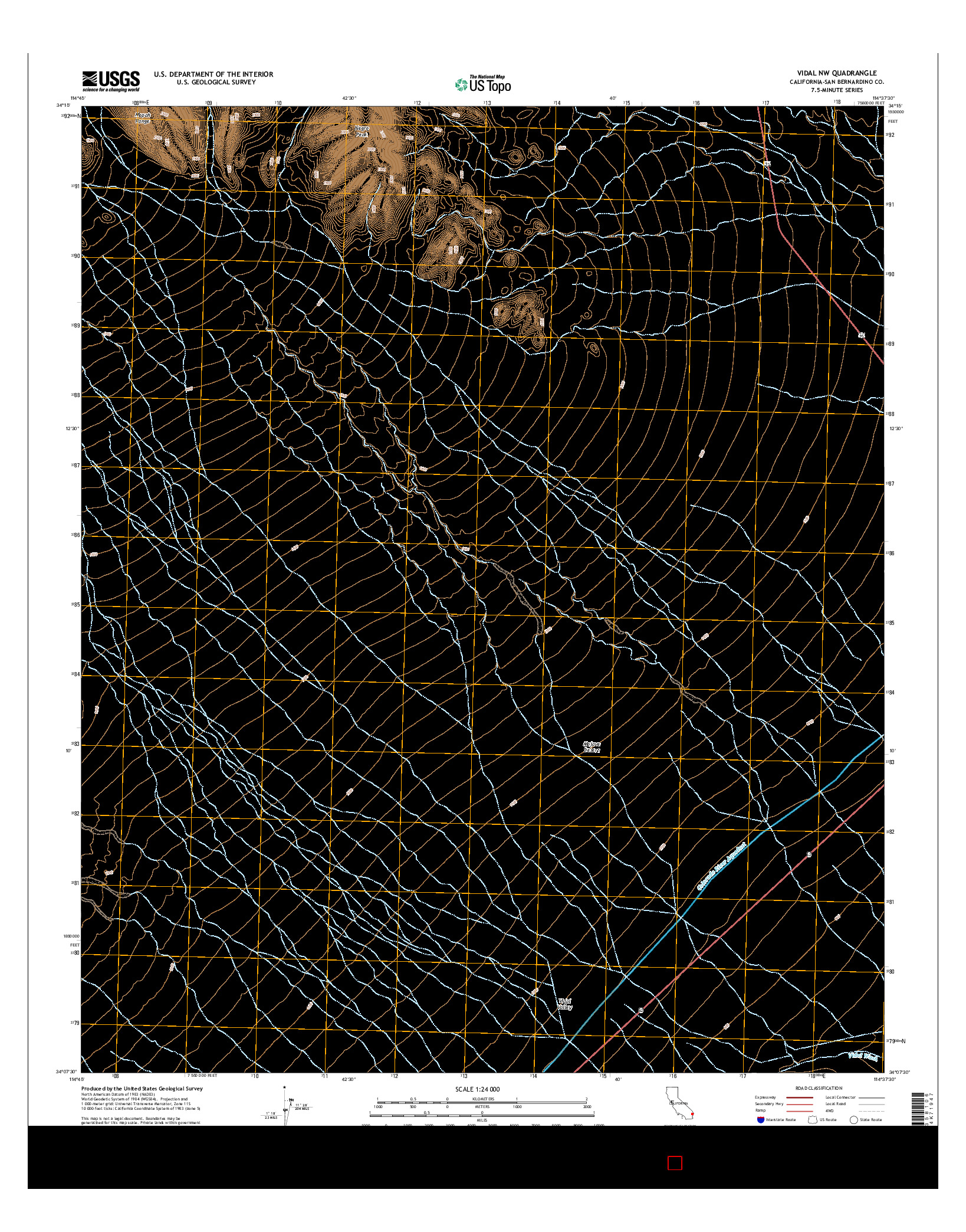 USGS US TOPO 7.5-MINUTE MAP FOR VIDAL NW, CA 2015