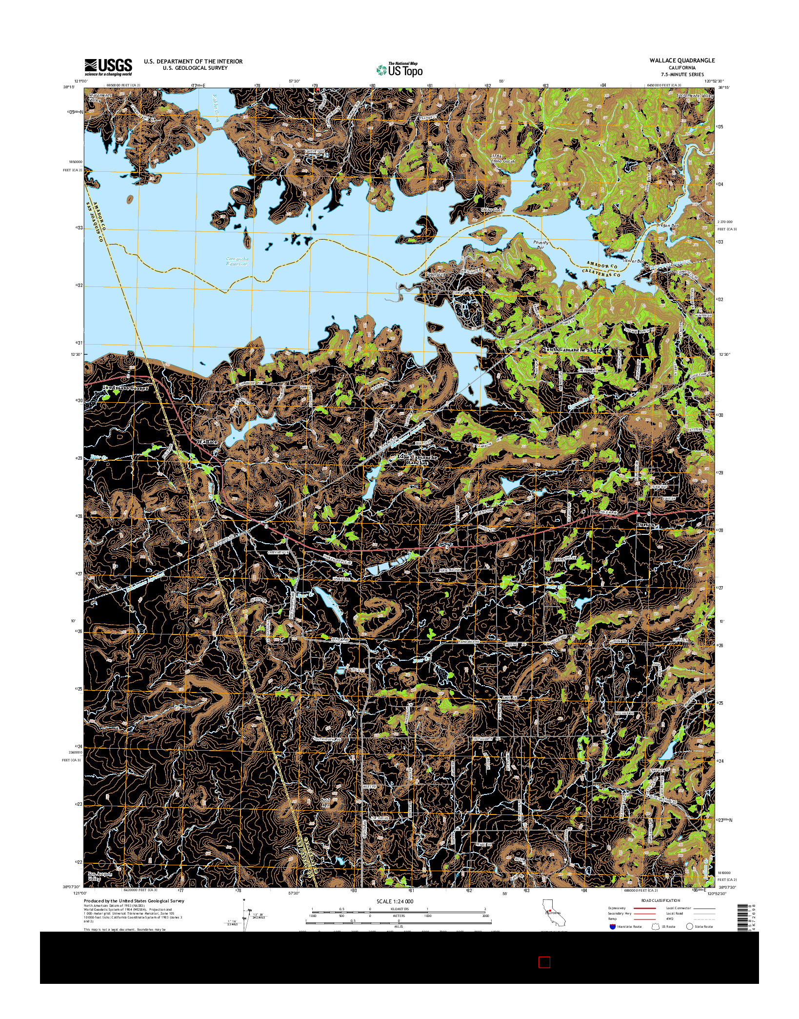 USGS US TOPO 7.5-MINUTE MAP FOR WALLACE, CA 2015