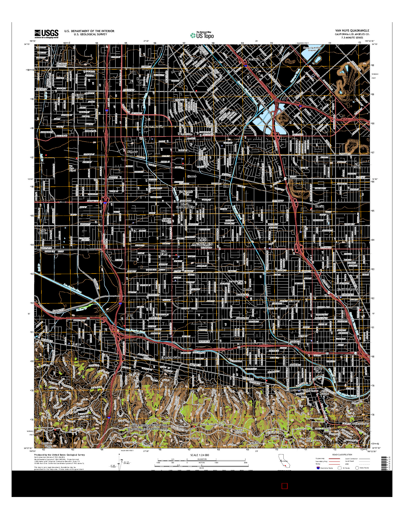 USGS US TOPO 7.5-MINUTE MAP FOR VAN NUYS, CA 2015