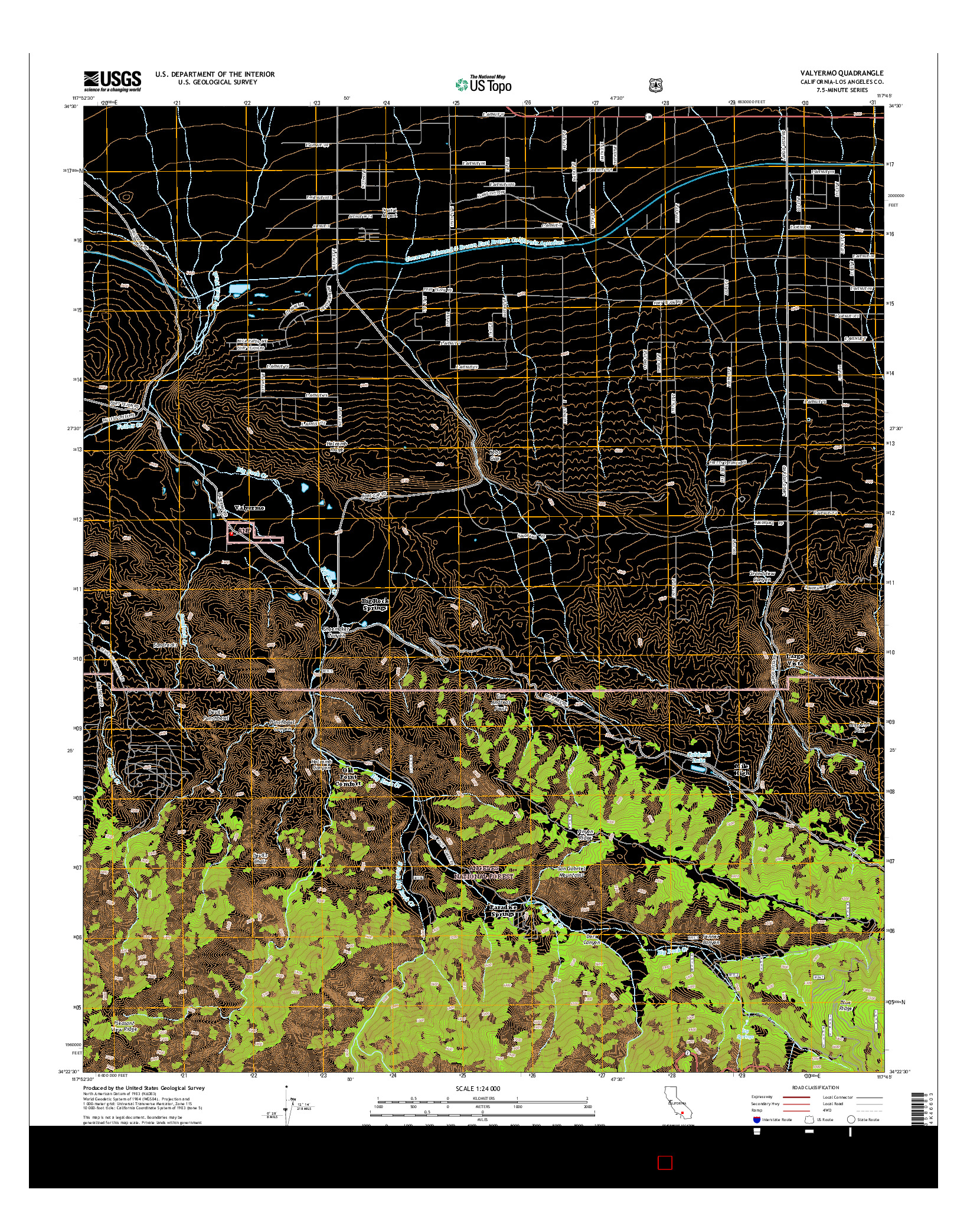 USGS US TOPO 7.5-MINUTE MAP FOR VALYERMO, CA 2015