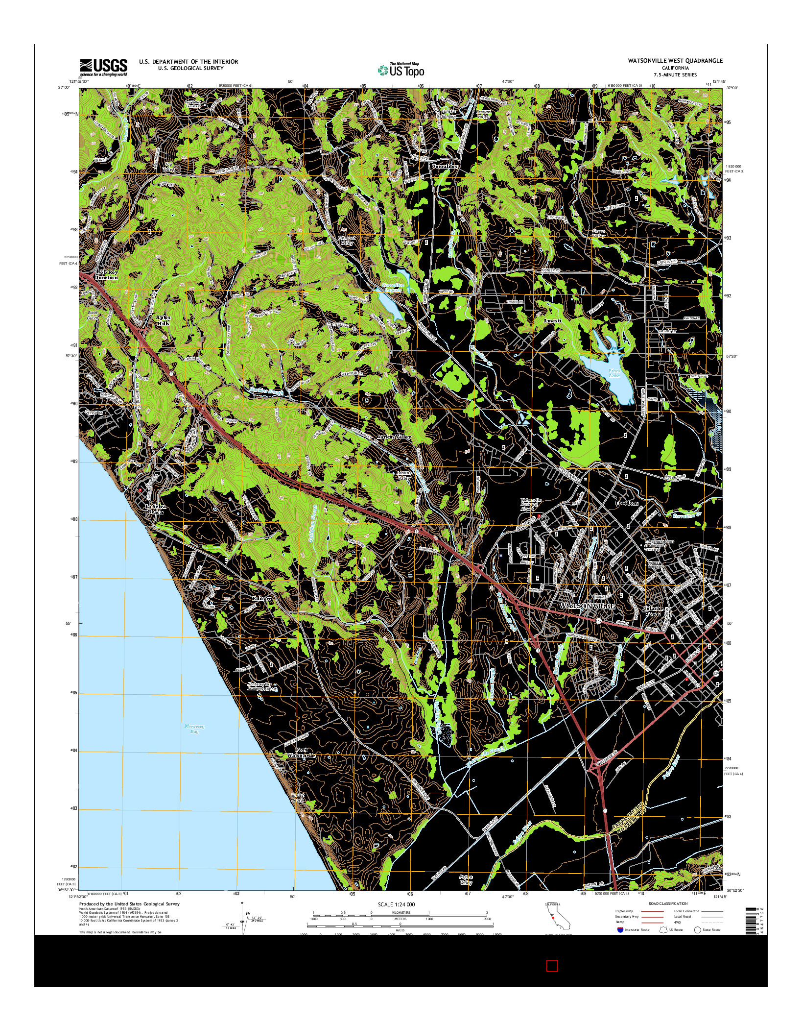 USGS US TOPO 7.5-MINUTE MAP FOR WATSONVILLE WEST, CA 2015