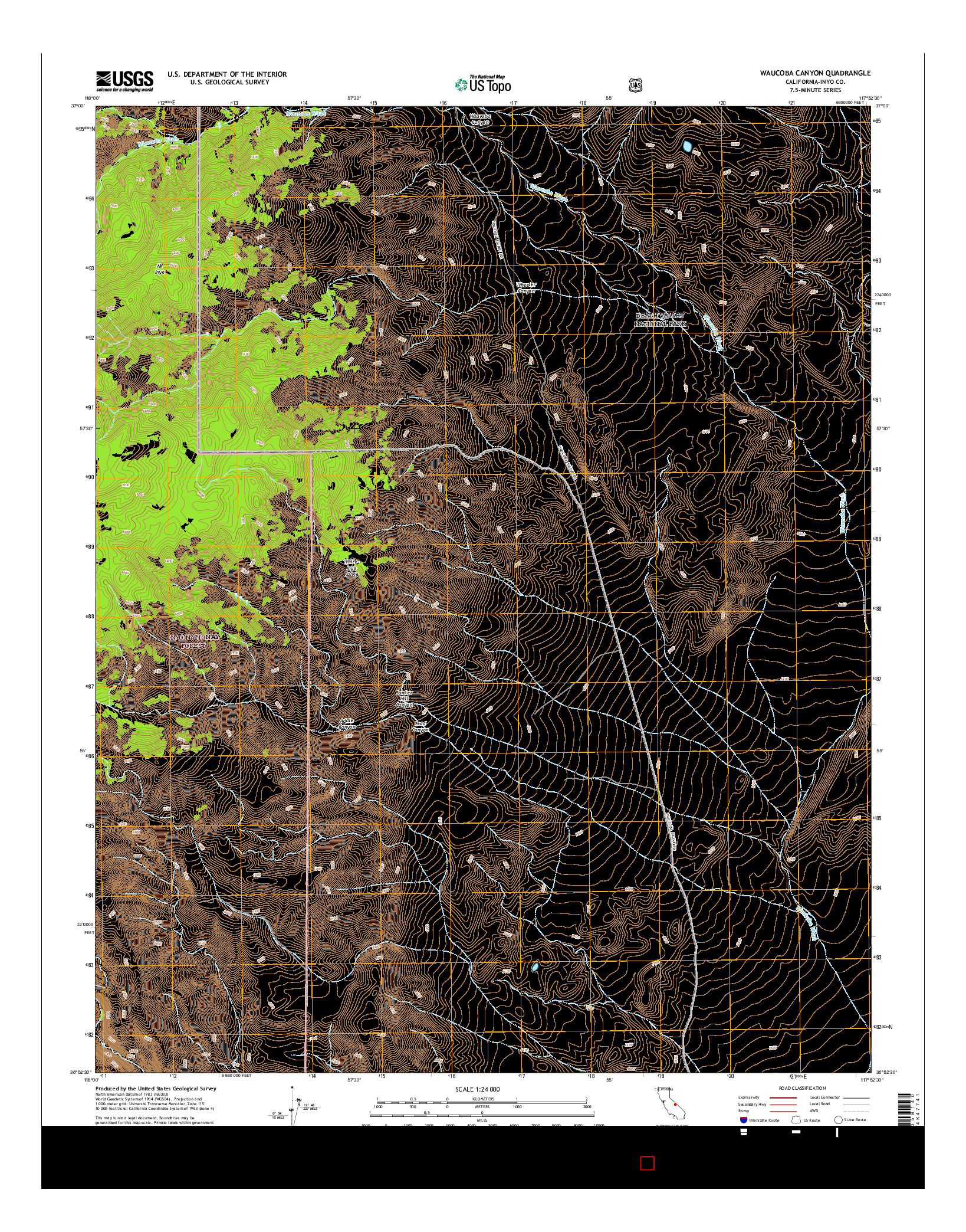 USGS US TOPO 7.5-MINUTE MAP FOR WAUCOBA CANYON, CA 2015