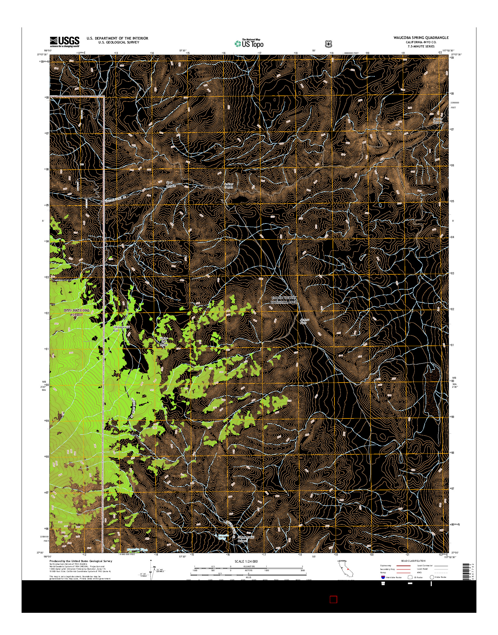 USGS US TOPO 7.5-MINUTE MAP FOR WAUCOBA SPRING, CA 2015