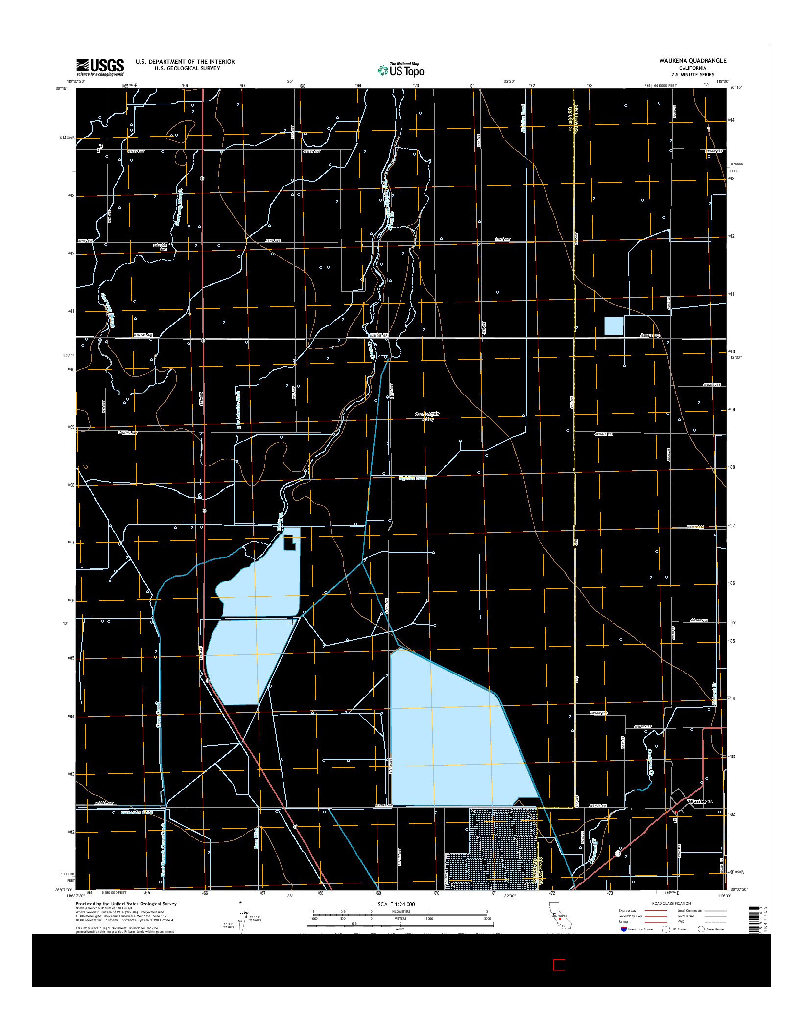USGS US TOPO 7.5-MINUTE MAP FOR WAUKENA, CA 2015