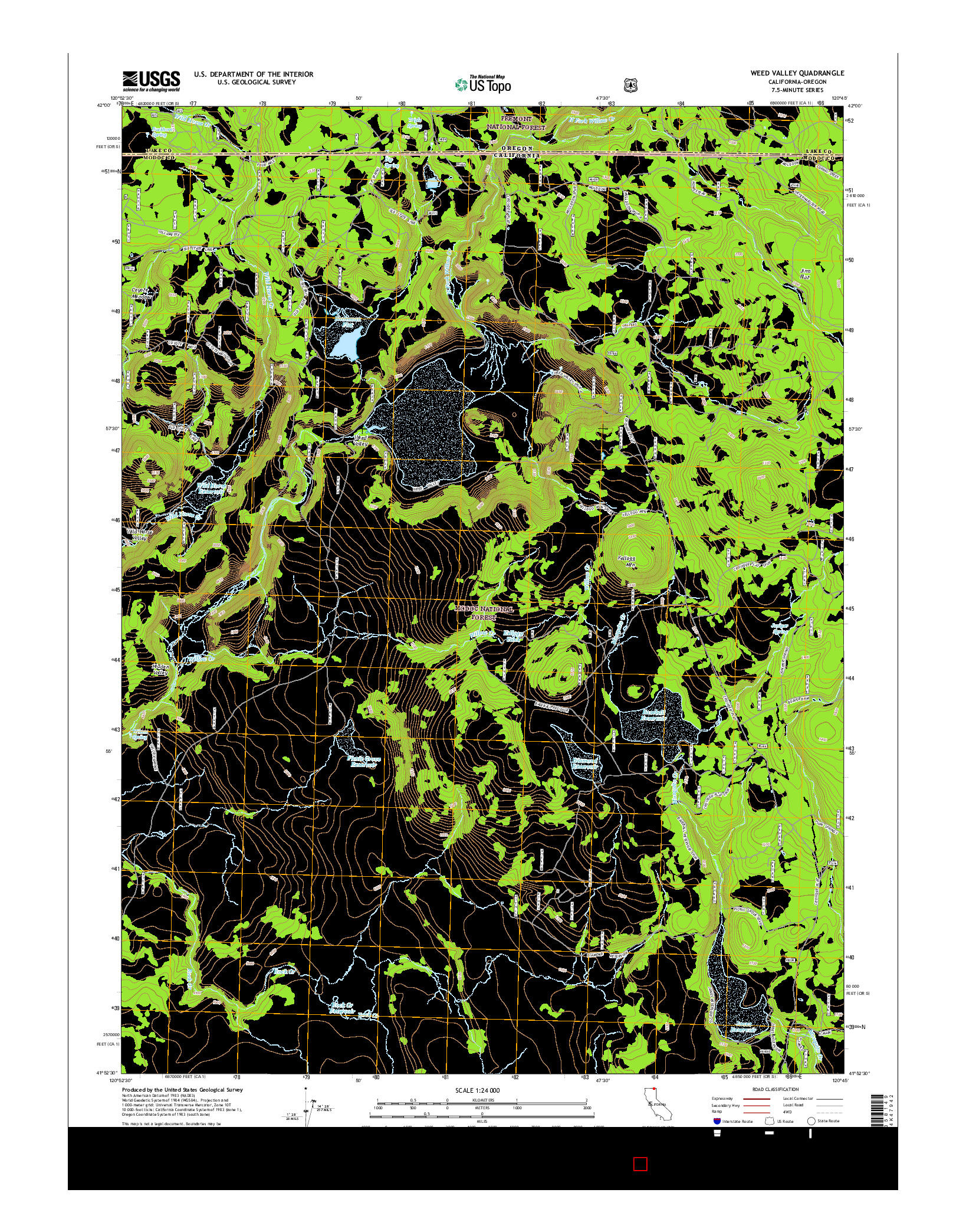 USGS US TOPO 7.5-MINUTE MAP FOR WEED VALLEY, CA-OR 2015