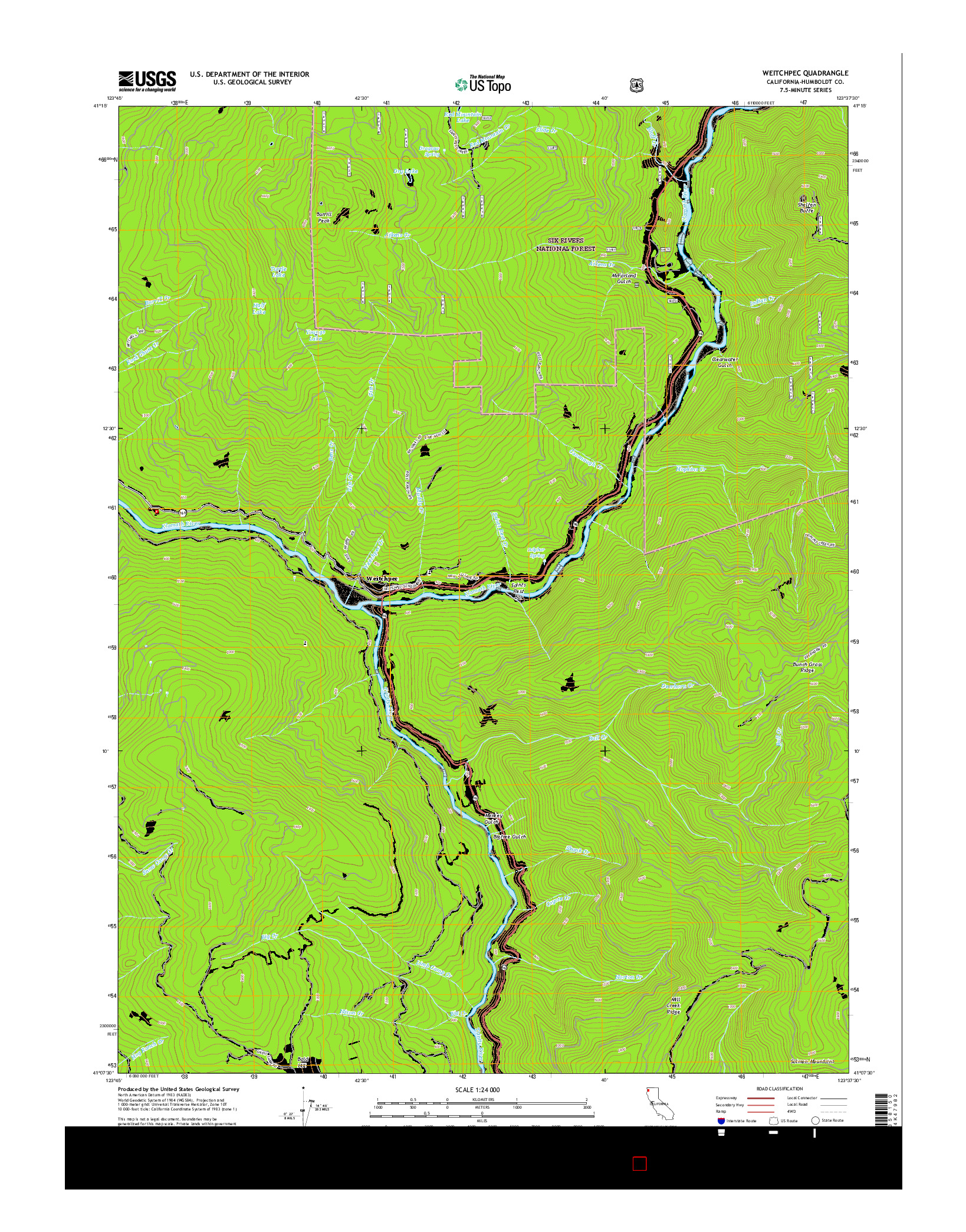 USGS US TOPO 7.5-MINUTE MAP FOR WEITCHPEC, CA 2015