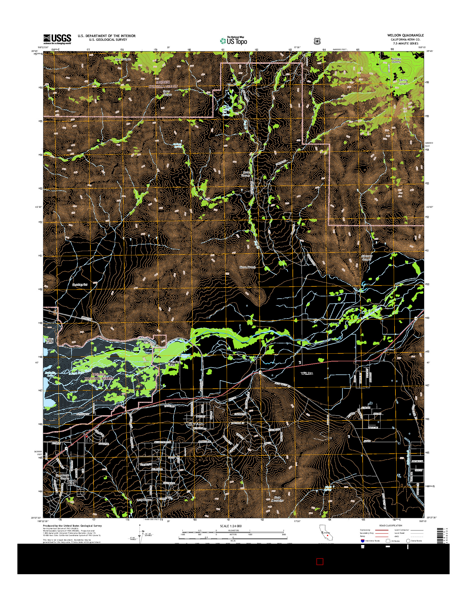 USGS US TOPO 7.5-MINUTE MAP FOR WELDON, CA 2015