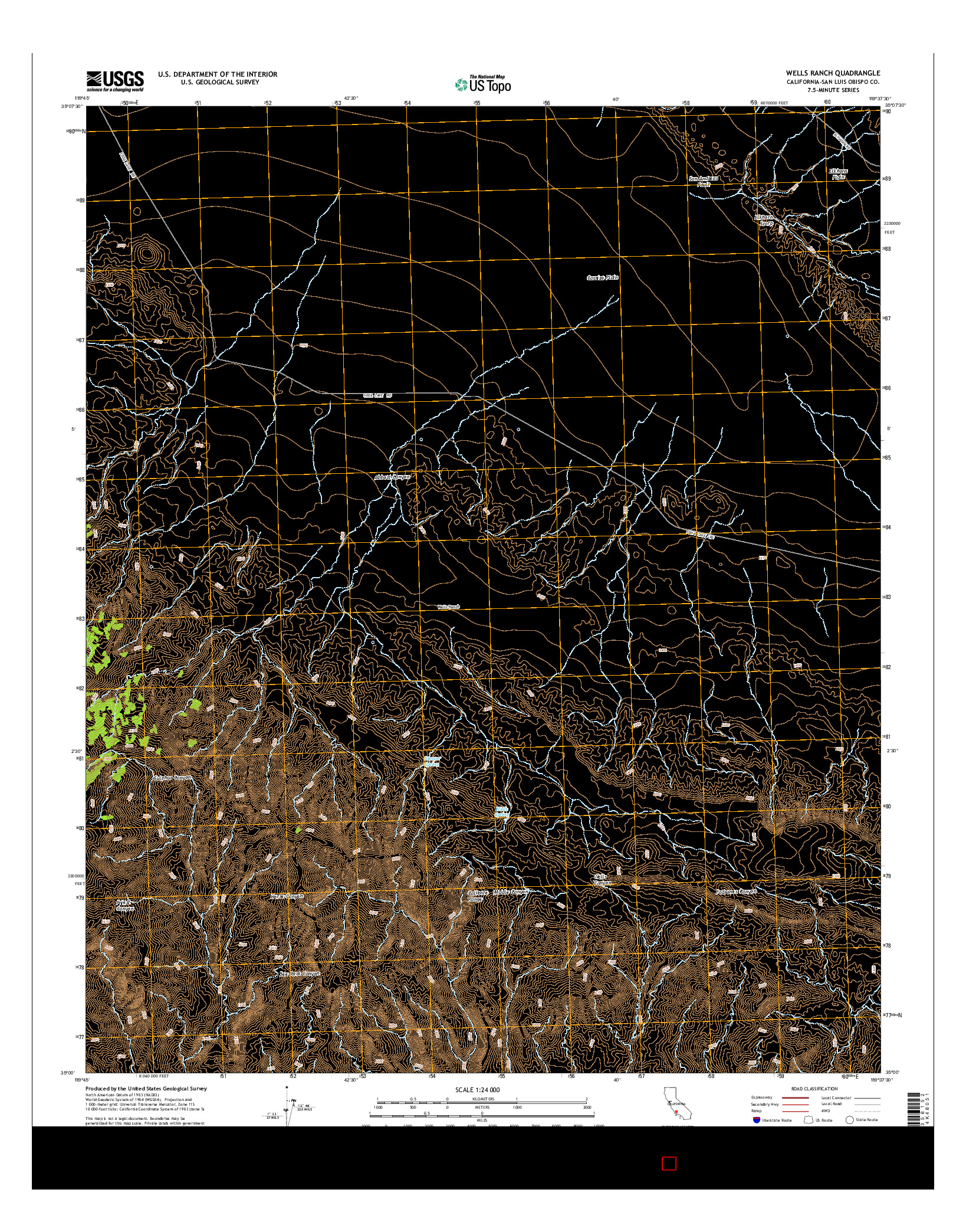 USGS US TOPO 7.5-MINUTE MAP FOR WELLS RANCH, CA 2015