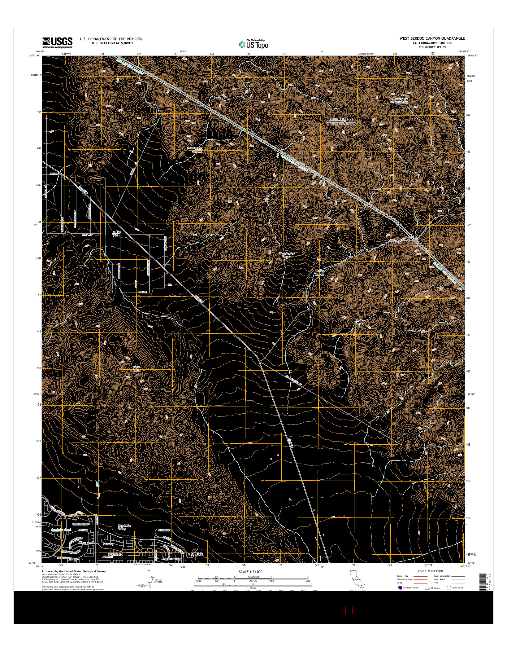 USGS US TOPO 7.5-MINUTE MAP FOR WEST BERDOO CANYON, CA 2015