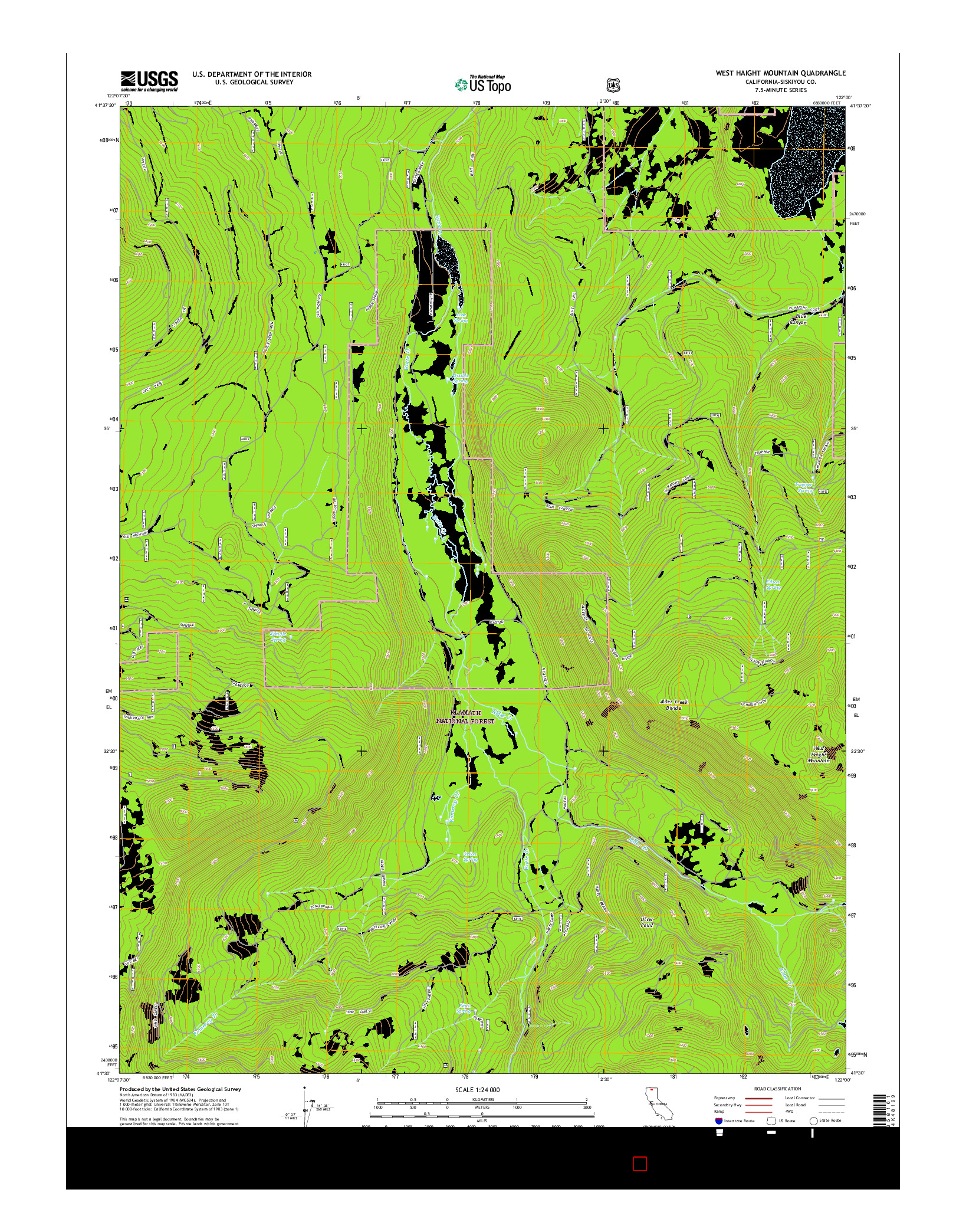 USGS US TOPO 7.5-MINUTE MAP FOR WEST HAIGHT MOUNTAIN, CA 2015