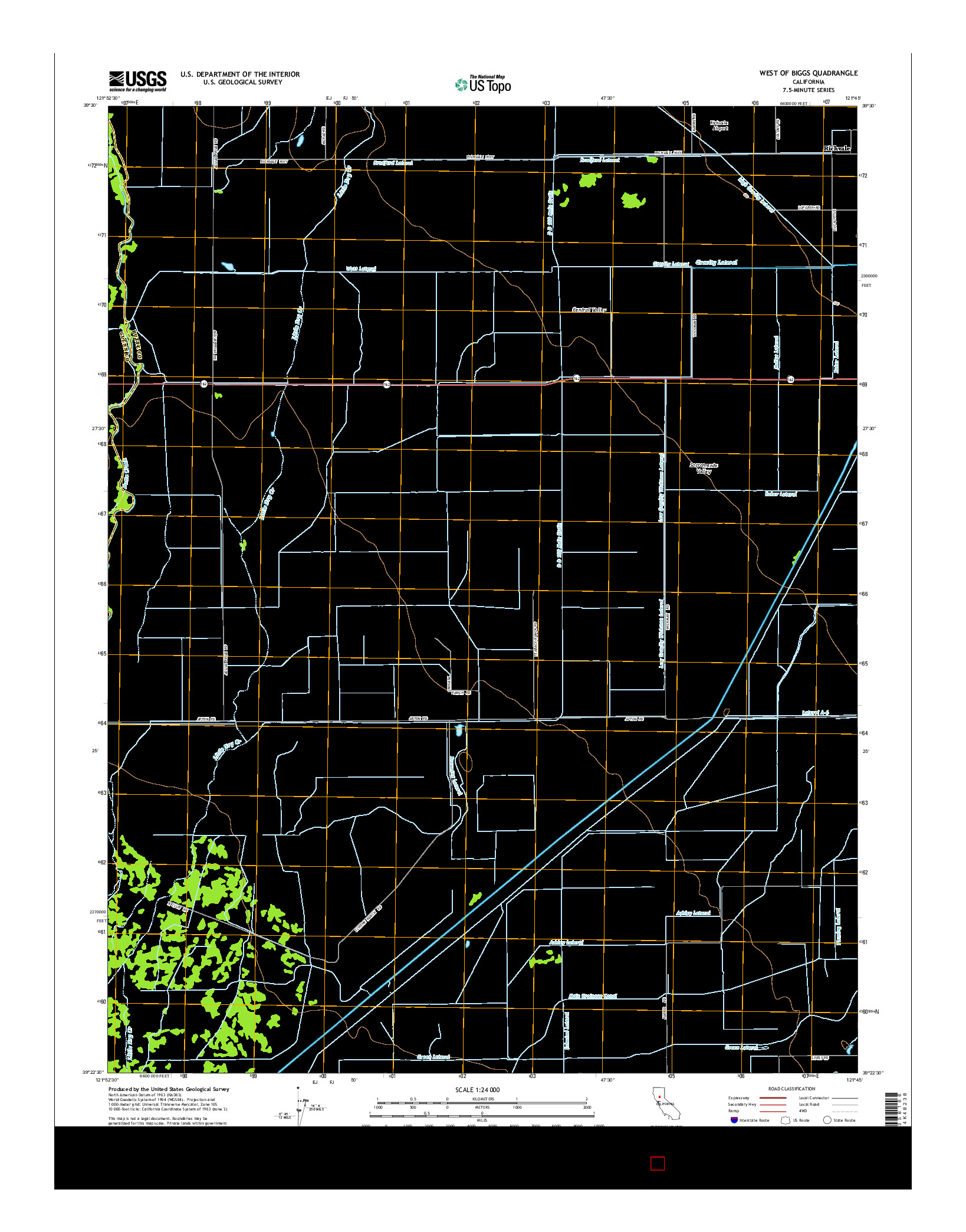 USGS US TOPO 7.5-MINUTE MAP FOR WEST OF BIGGS, CA 2015