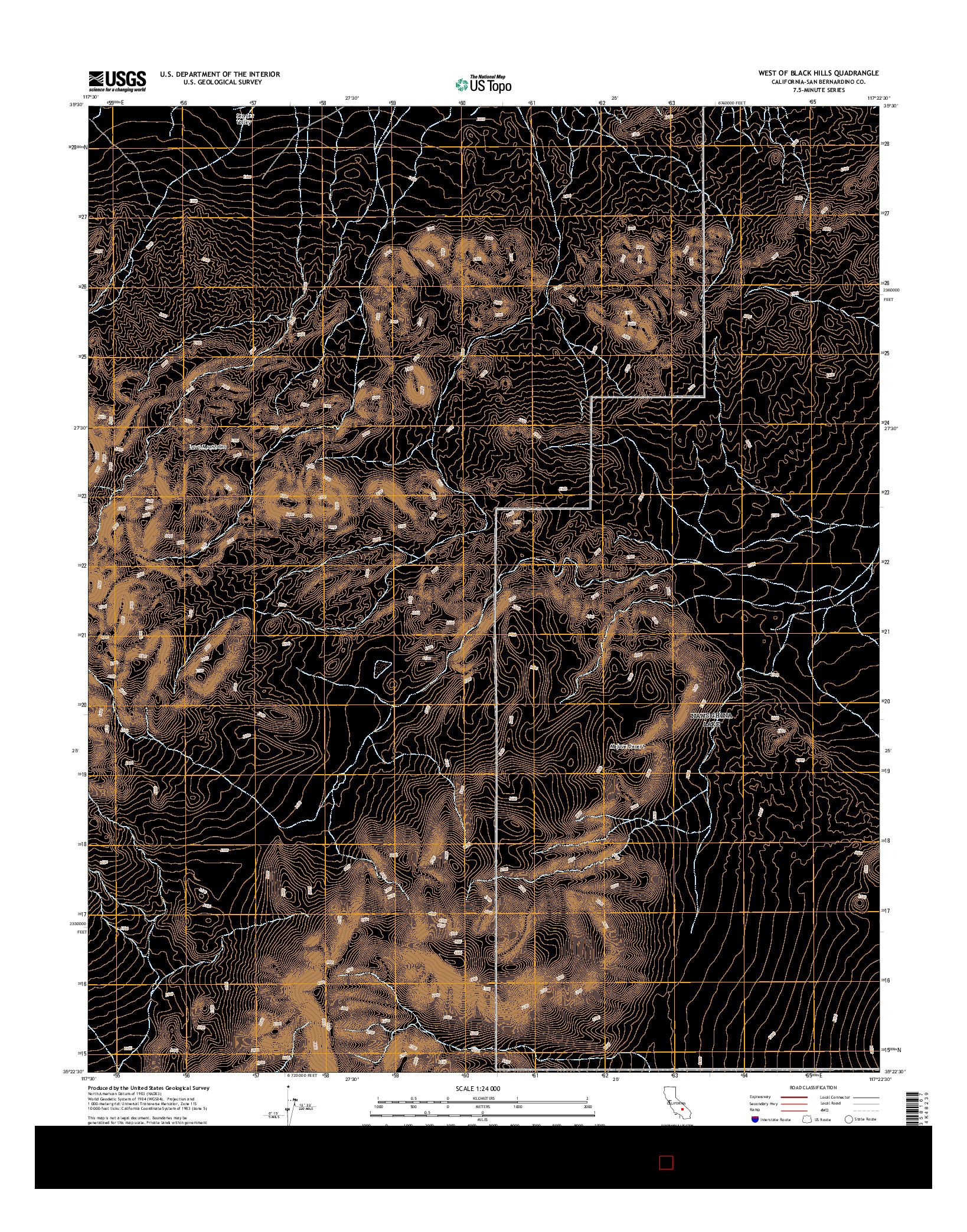 USGS US TOPO 7.5-MINUTE MAP FOR WEST OF BLACK HILLS, CA 2015