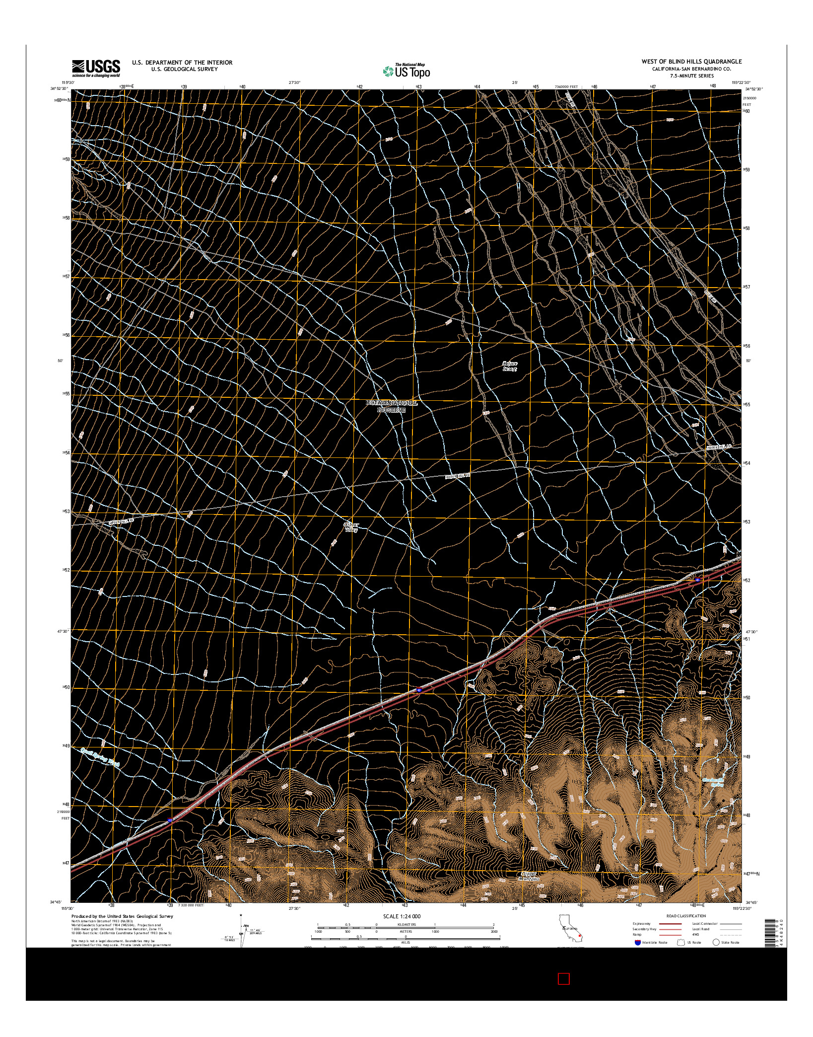 USGS US TOPO 7.5-MINUTE MAP FOR WEST OF BLIND HILLS, CA 2015