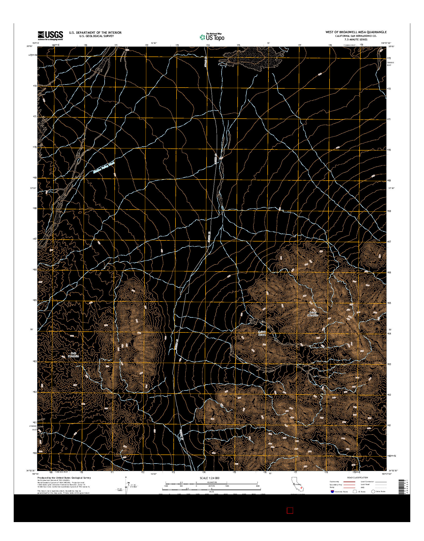 USGS US TOPO 7.5-MINUTE MAP FOR WEST OF BROADWELL MESA, CA 2015