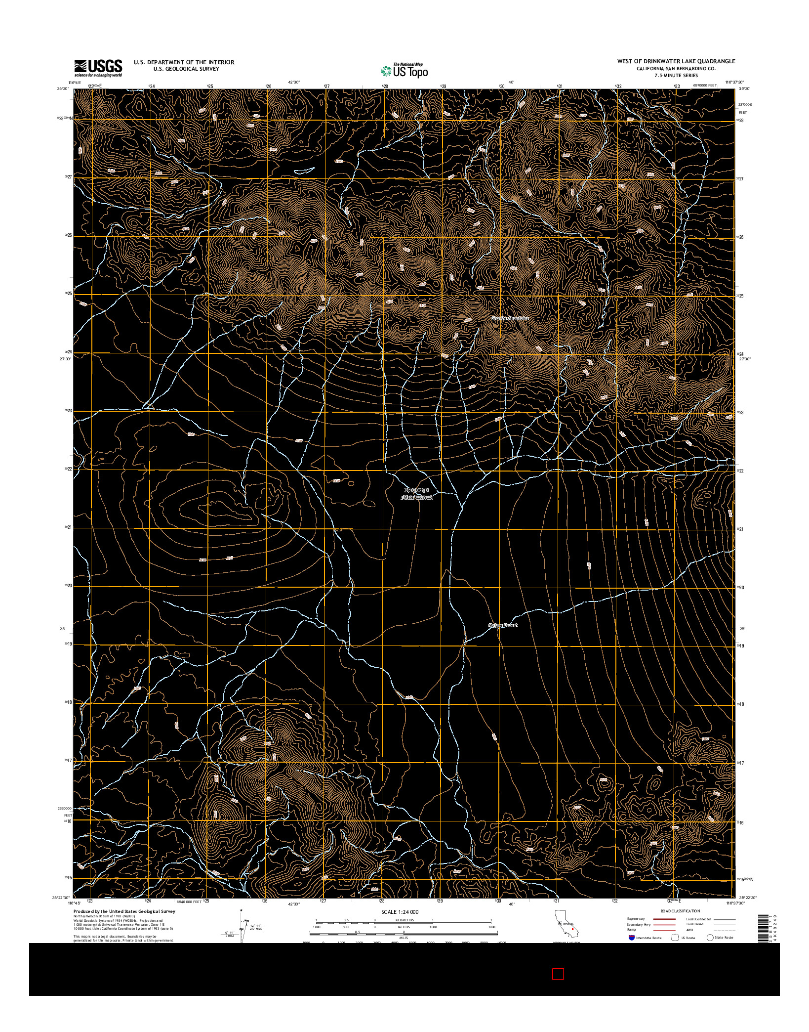 USGS US TOPO 7.5-MINUTE MAP FOR WEST OF DRINKWATER LAKE, CA 2015