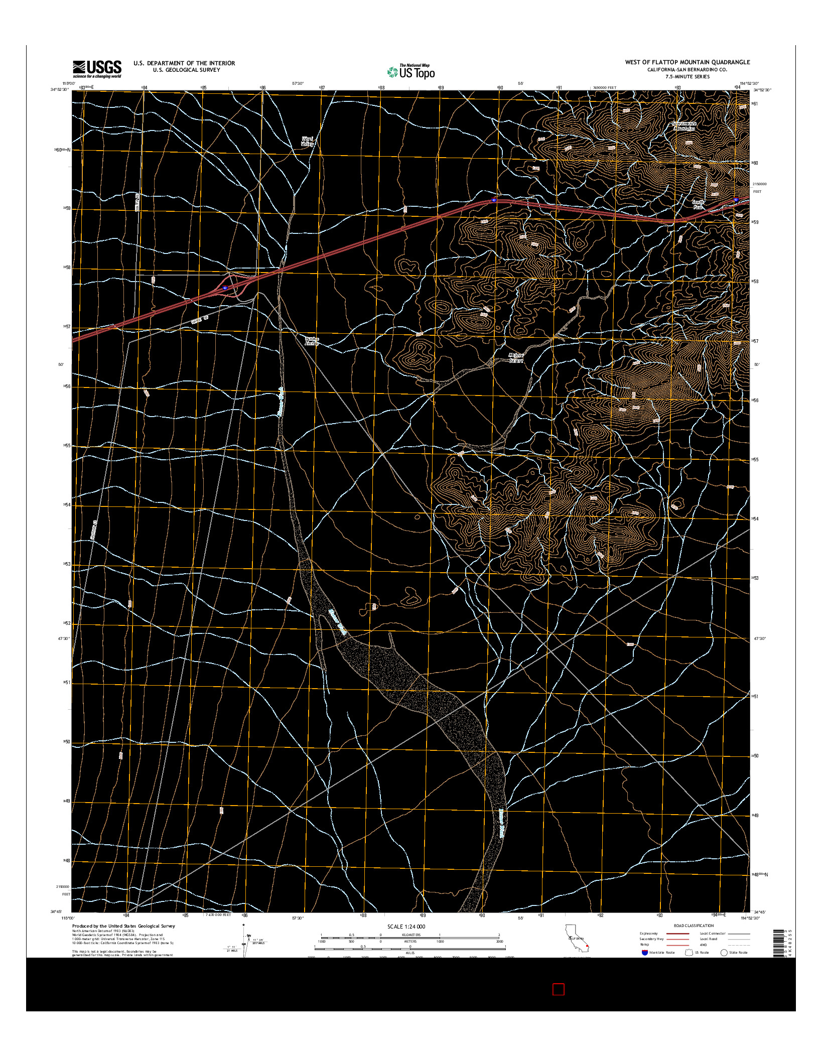 USGS US TOPO 7.5-MINUTE MAP FOR WEST OF FLATTOP MOUNTAIN, CA 2015