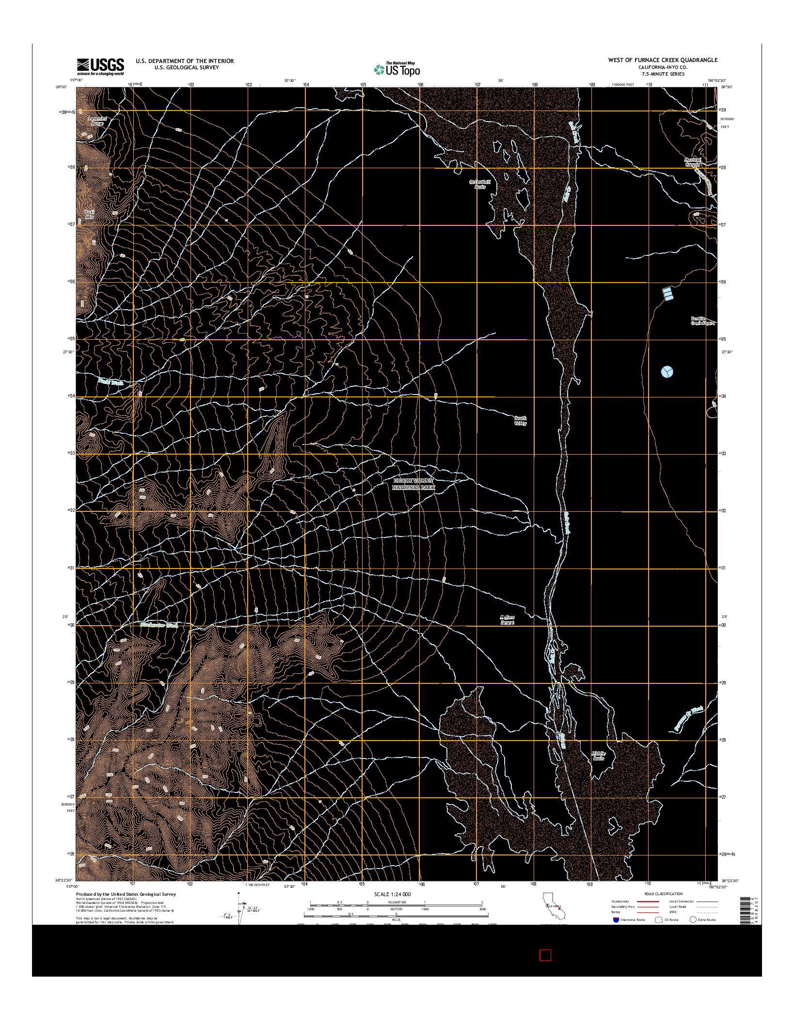 USGS US TOPO 7.5-MINUTE MAP FOR WEST OF FURNACE CREEK, CA 2015