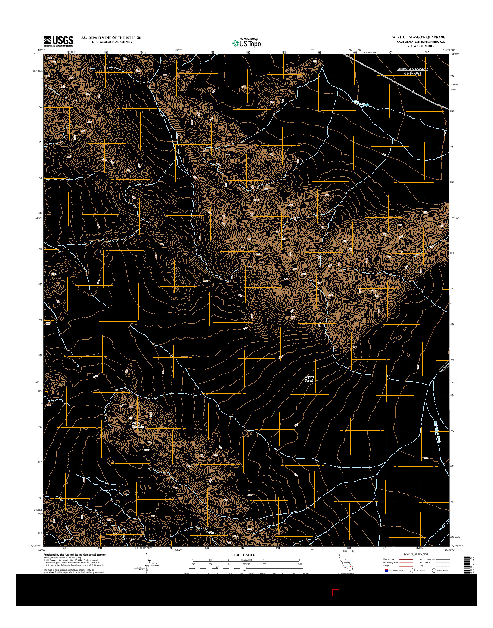 USGS US TOPO 7.5-MINUTE MAP FOR WEST OF GLASGOW, CA 2015