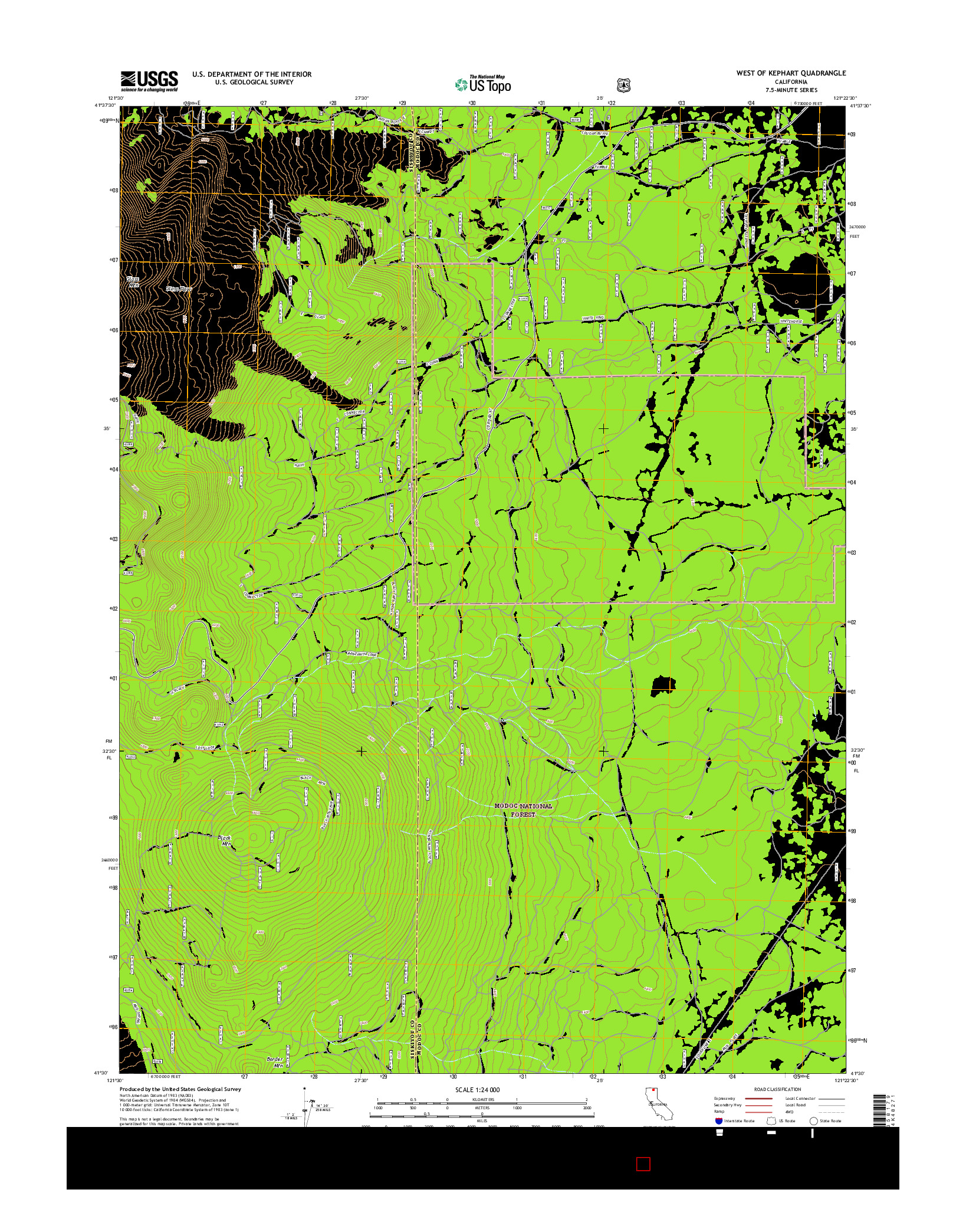 USGS US TOPO 7.5-MINUTE MAP FOR WEST OF KEPHART, CA 2015