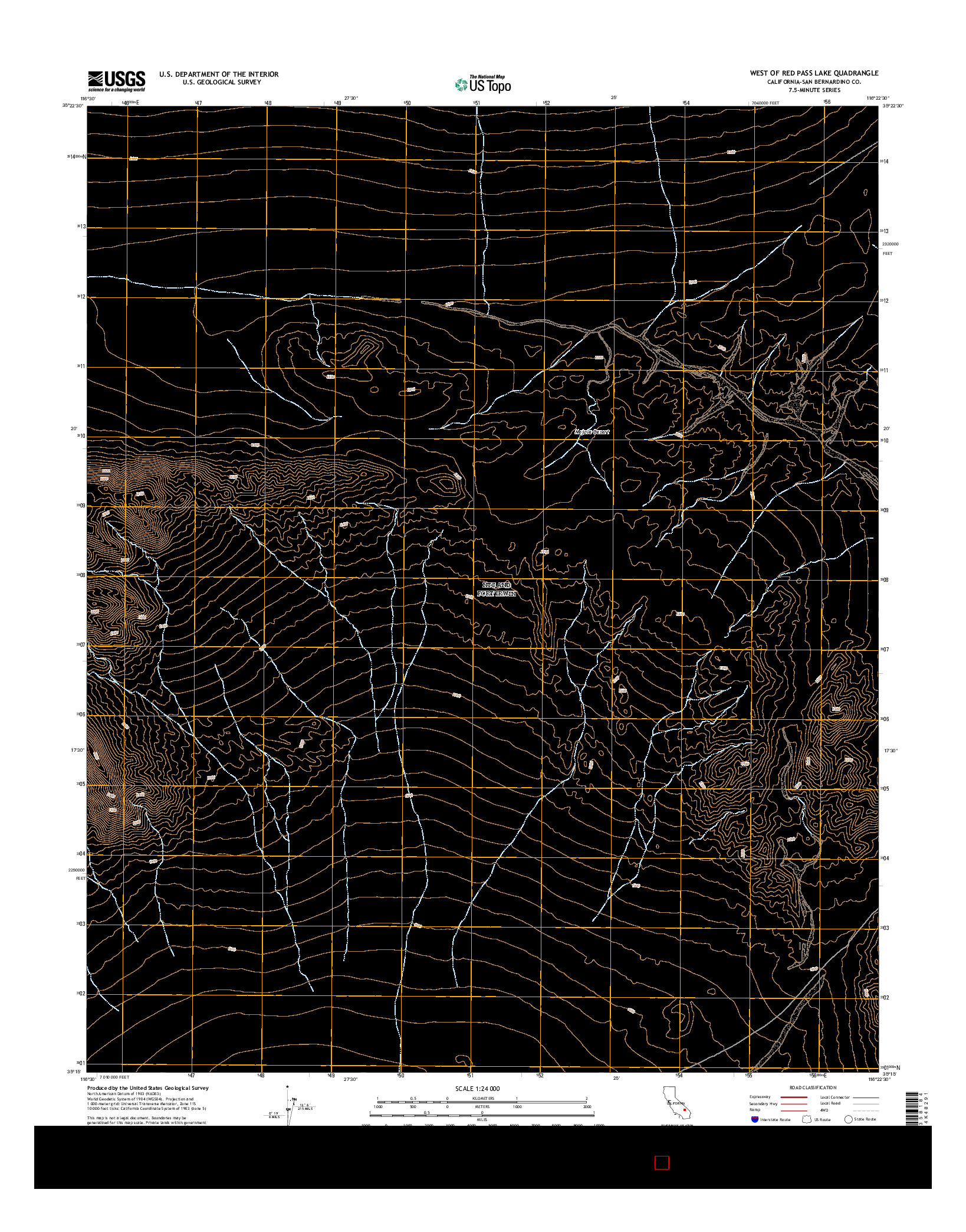 USGS US TOPO 7.5-MINUTE MAP FOR WEST OF RED PASS LAKE, CA 2015