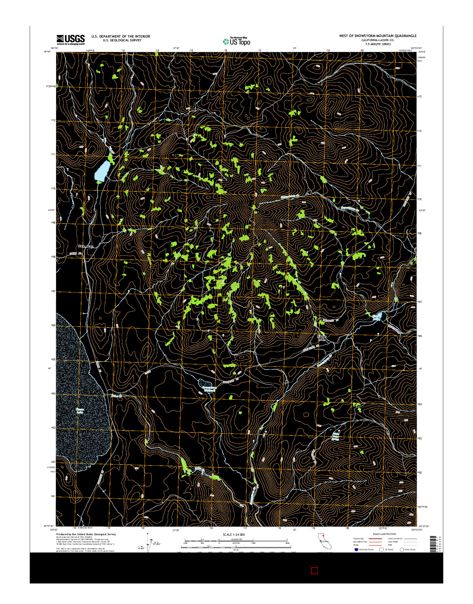 USGS US TOPO 7.5-MINUTE MAP FOR WEST OF SNOWSTORM MOUNTAIN, CA 2015