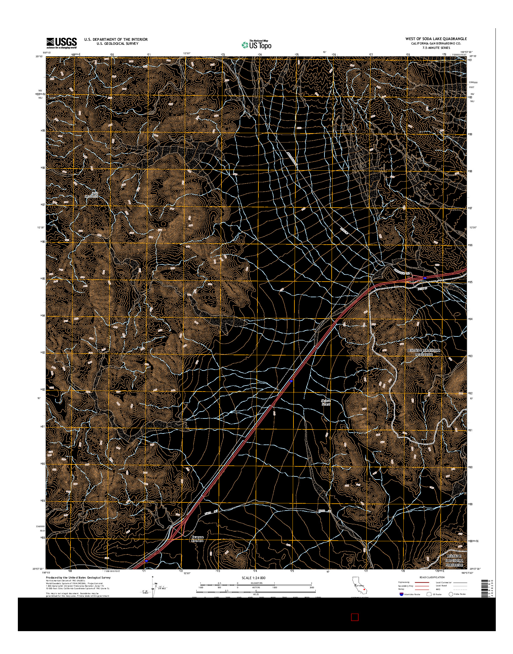 USGS US TOPO 7.5-MINUTE MAP FOR WEST OF SODA LAKE, CA 2015
