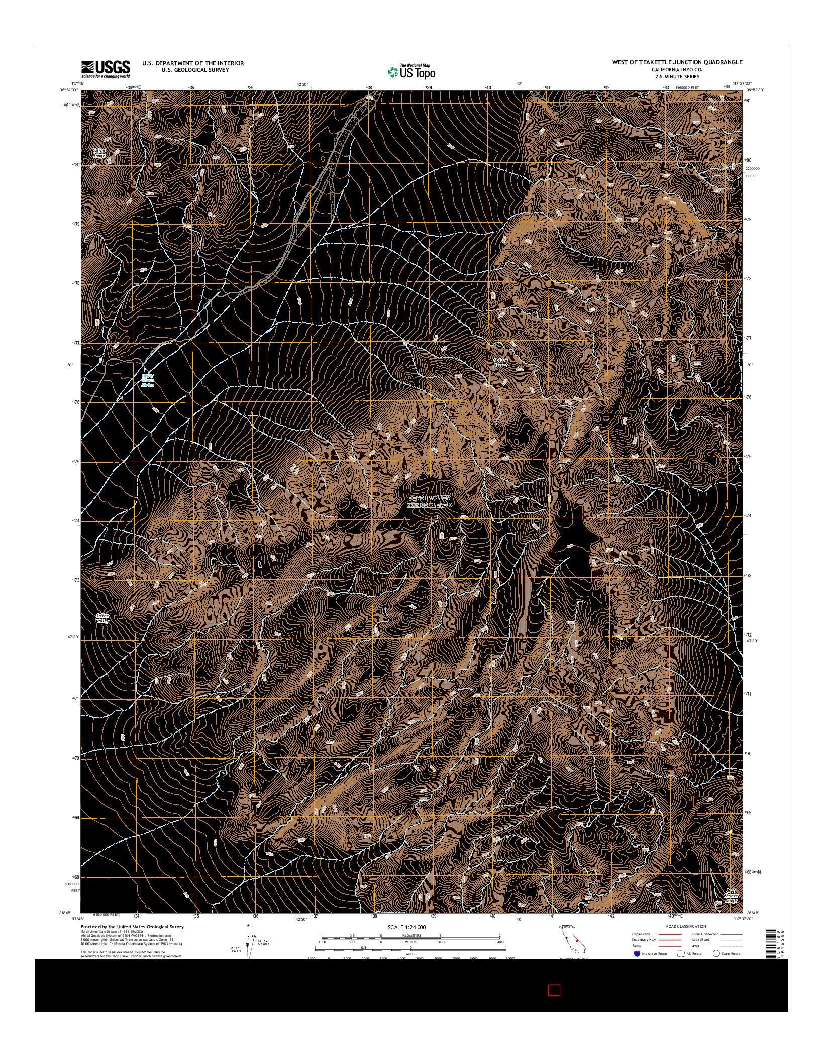 USGS US TOPO 7.5-MINUTE MAP FOR WEST OF TEAKETTLE JUNCTION, CA 2015