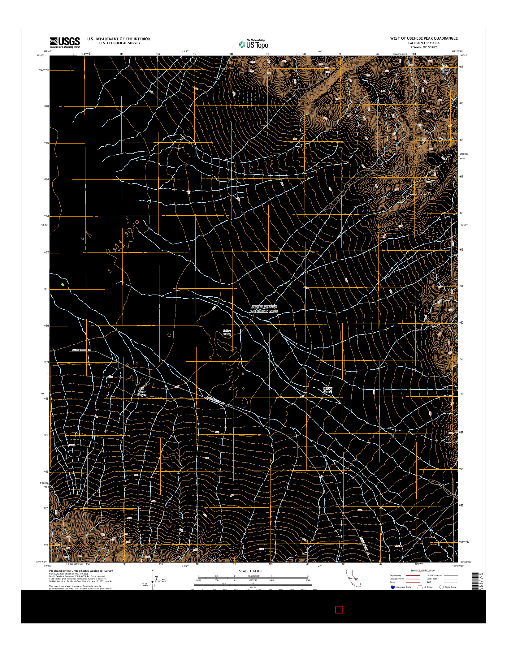 USGS US TOPO 7.5-MINUTE MAP FOR WEST OF UBEHEBE PEAK, CA 2015